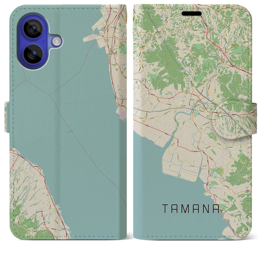 【玉名(熊本県)】地図柄iPhoneケース(手帳タイプ)ナチュラル・iPhone 16 Pro Max 用