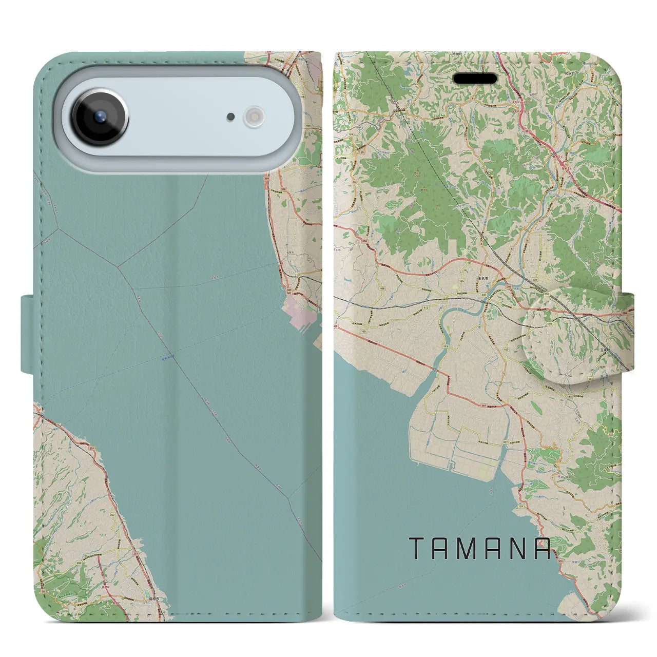 【玉名(熊本県)】地図柄iPhoneケース(手帳タイプ)モノトーン・iPhone 17 Pro Max 用