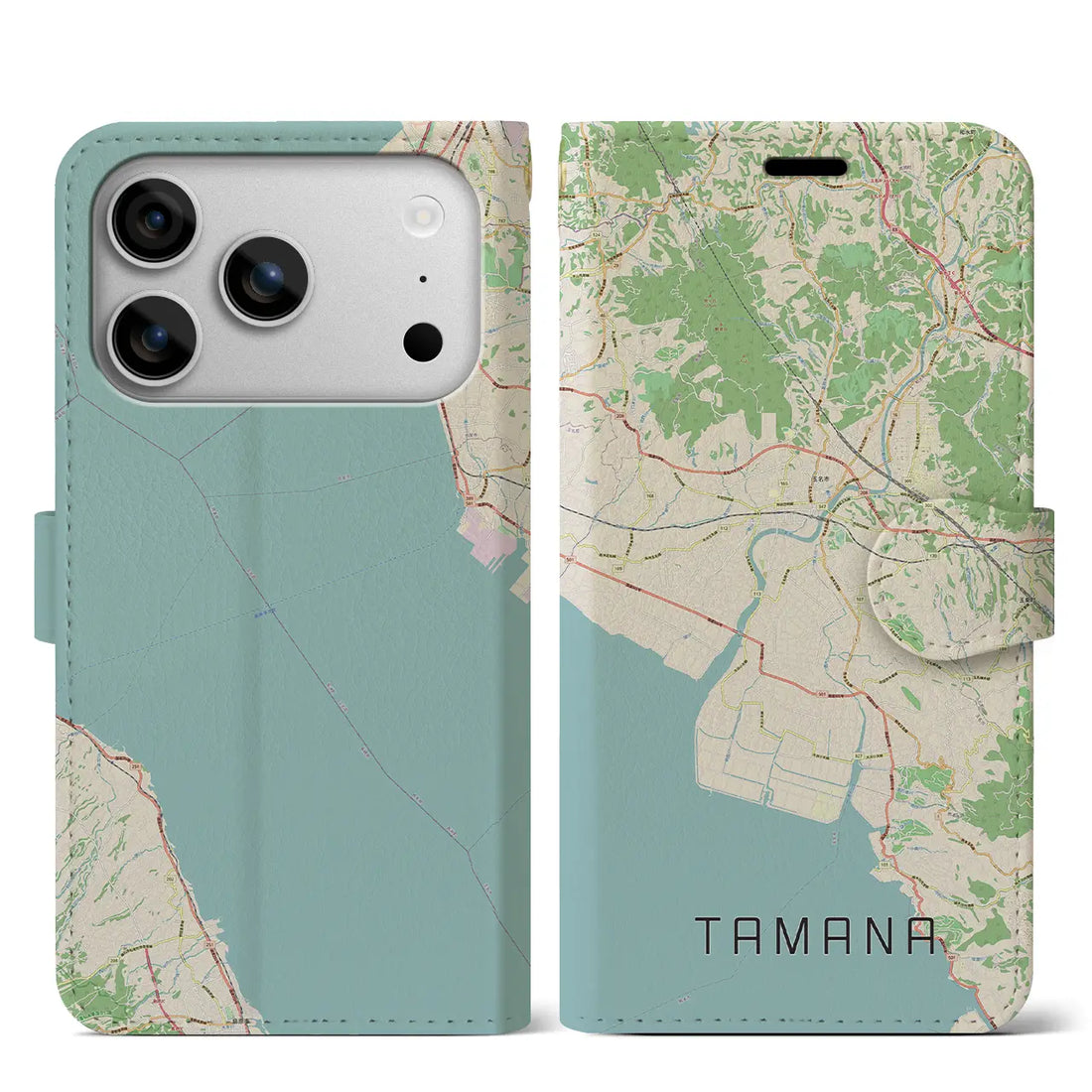 【玉名(熊本県)】地図柄iPhoneケース(手帳タイプ)ナチュラル・iPhone 17 Pro Max 用