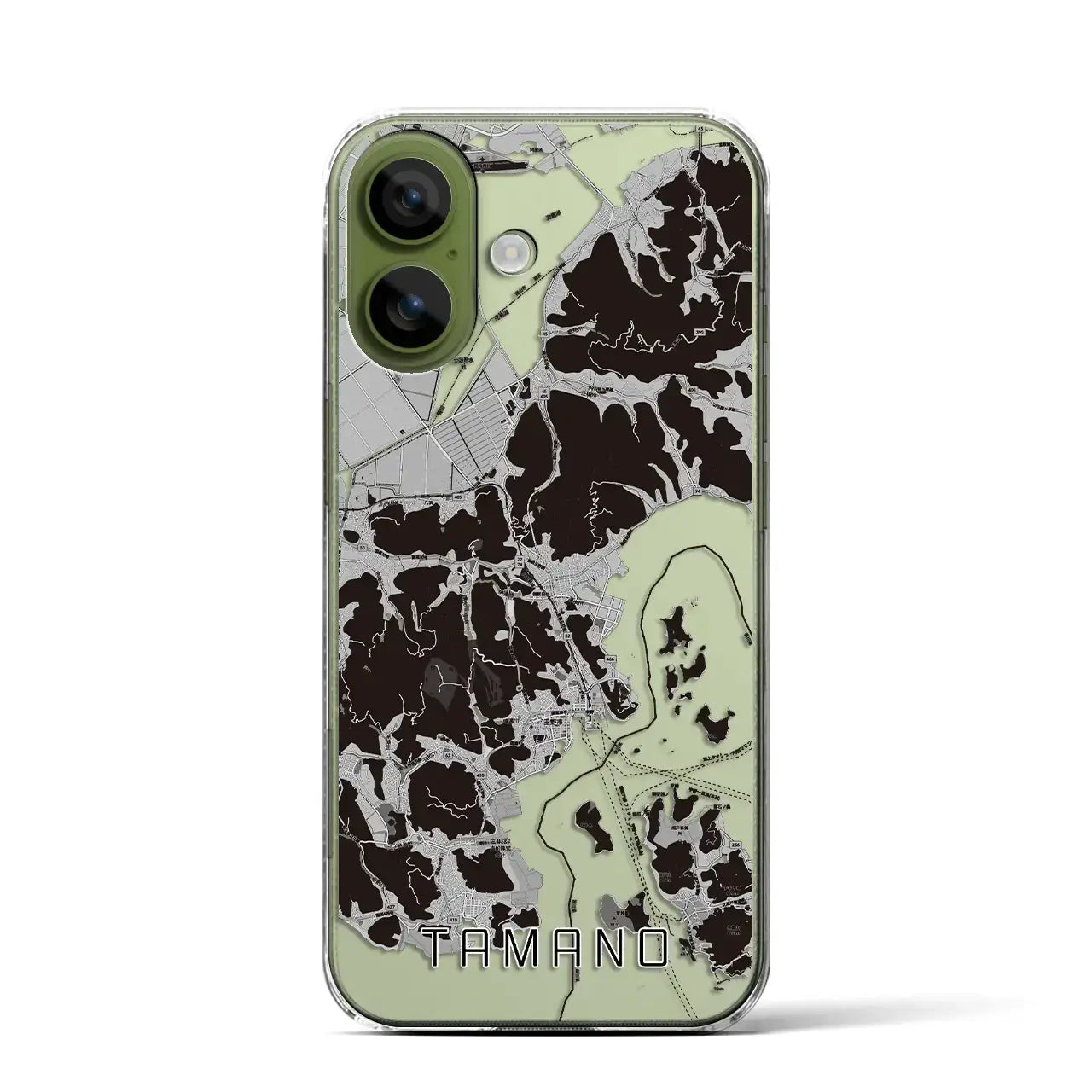 【玉野(岡山県)】地図柄iPhoneケース(クリアタイプ)モノトーン・iPhone 17 Pro Max 用