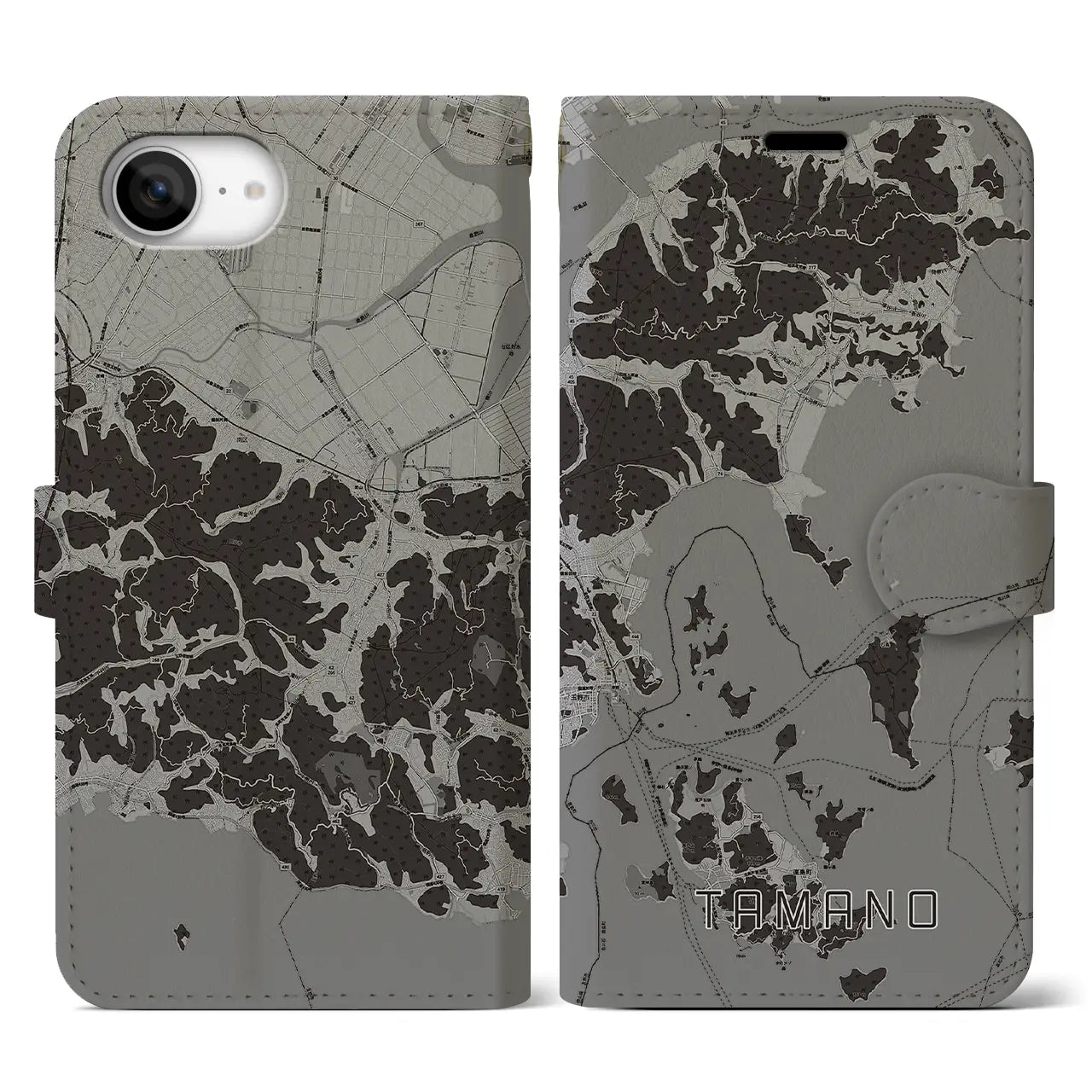 【玉野(岡山県)】地図柄iPhoneケース(手帳タイプ)