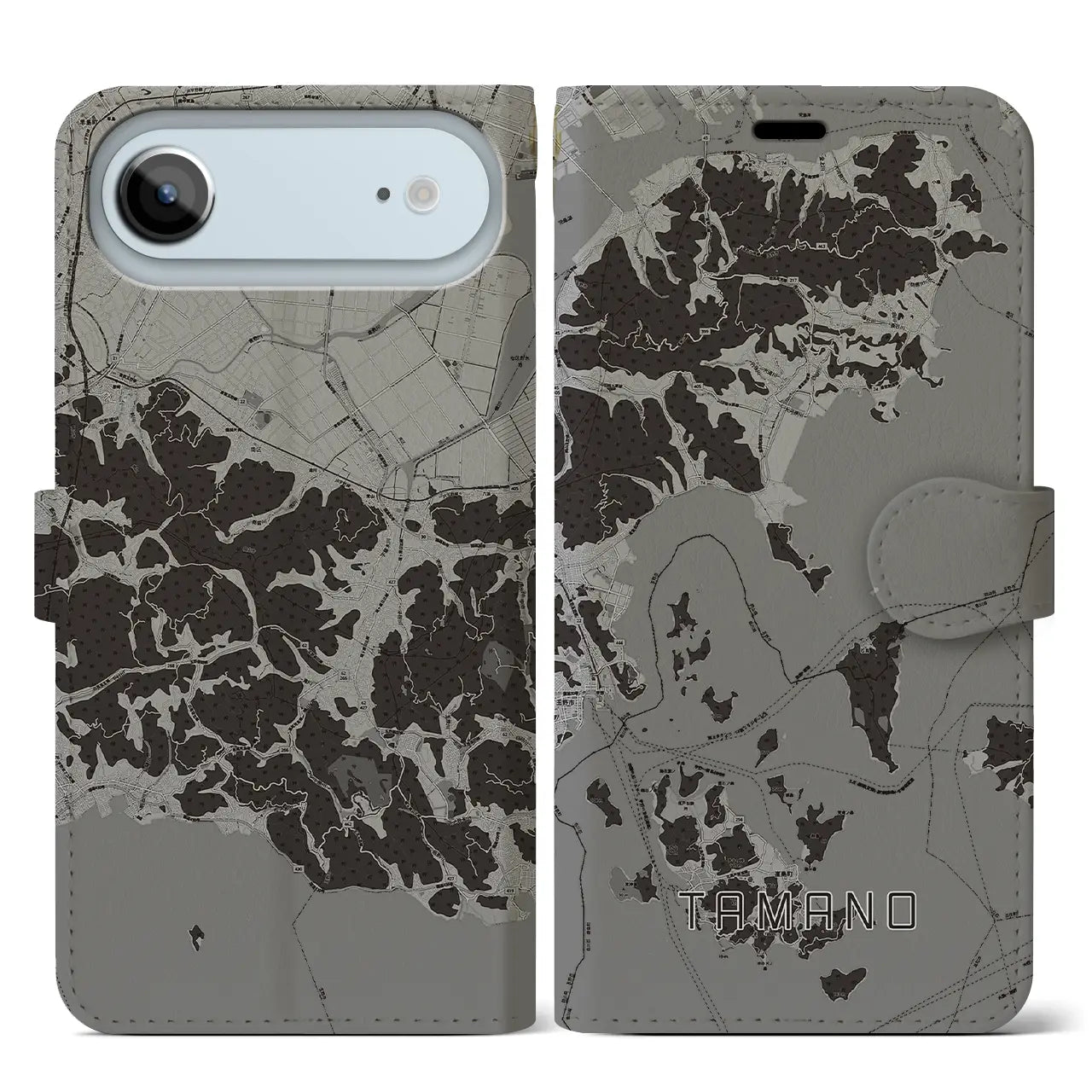 【玉野(岡山県)】地図柄iPhoneケース(手帳タイプ)