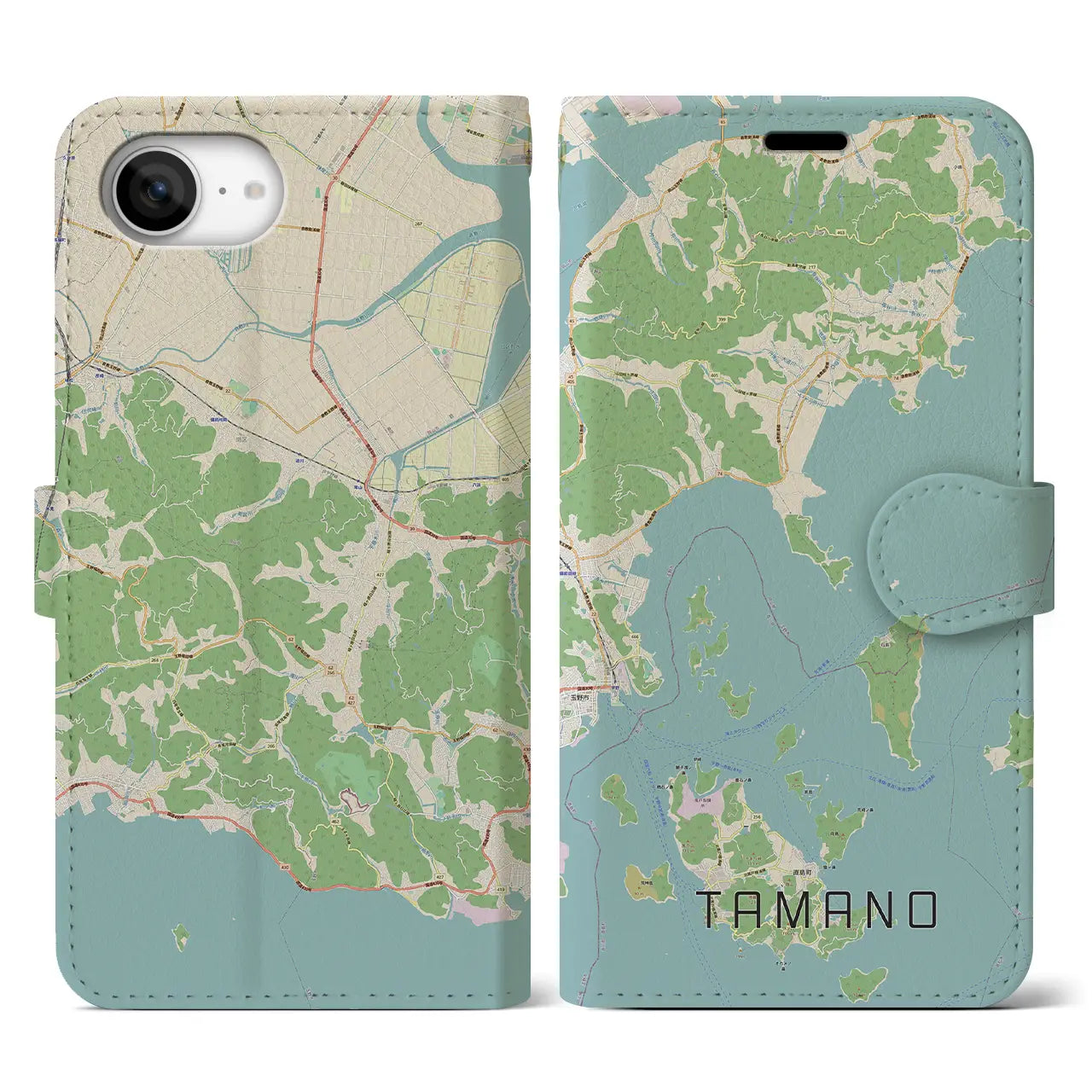 【玉野(岡山県)】地図柄iPhoneケース(手帳タイプ)