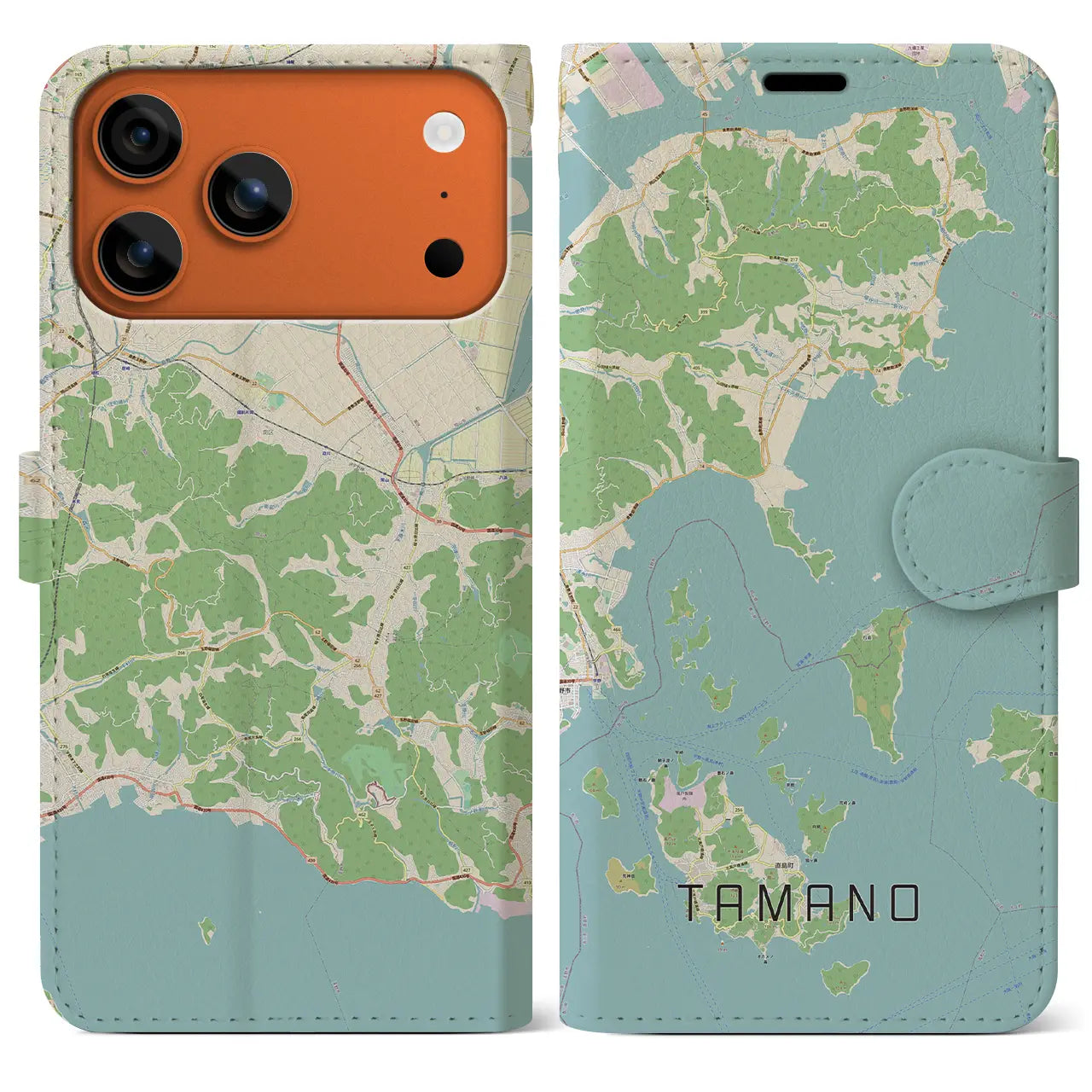 【玉野(岡山県)】地図柄iPhoneケース(手帳タイプ)