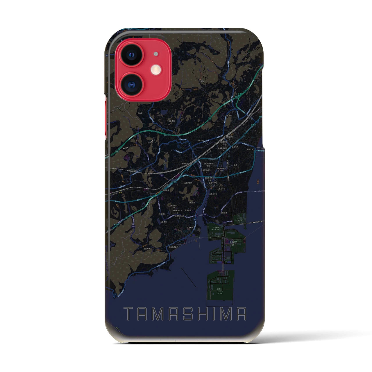 【玉島(岡山県)】地図柄iPhoneケース(バックカバータイプ)