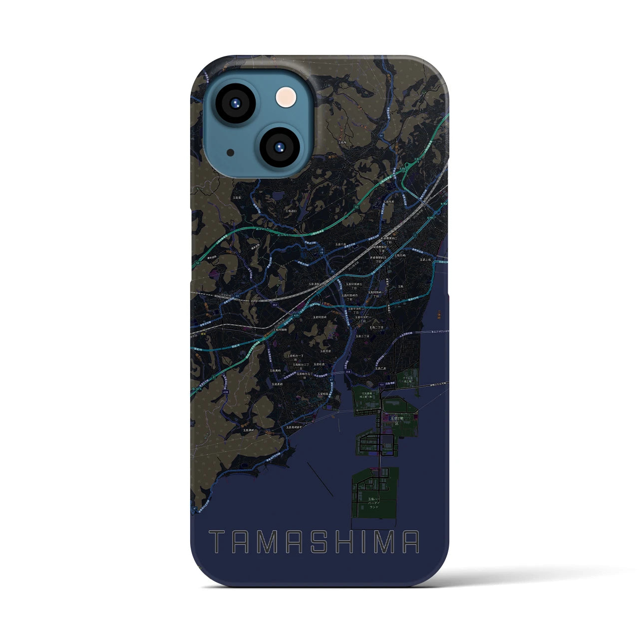 【玉島(岡山県)】地図柄iPhoneケース(バックカバータイプ)
