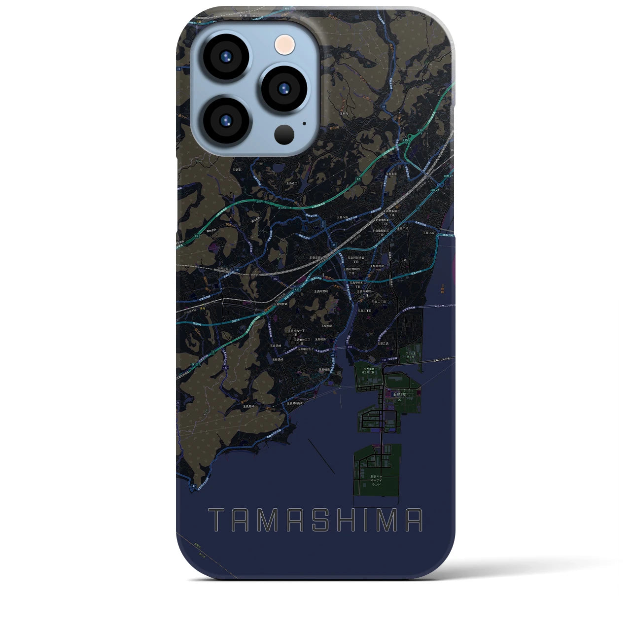 【玉島(岡山県)】地図柄iPhoneケース(バックカバータイプ)