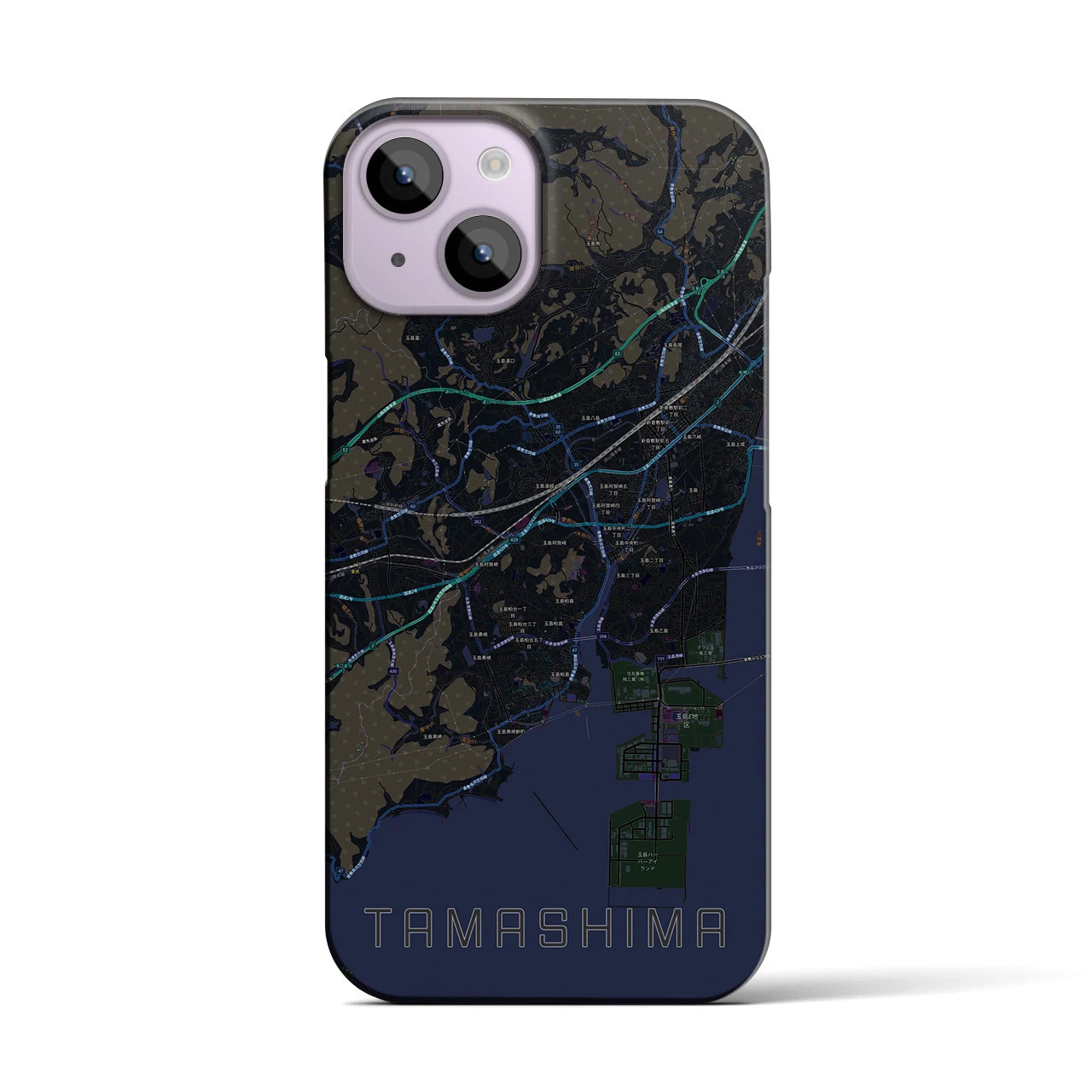 【玉島(岡山県)】地図柄iPhoneケース(バックカバータイプ)
