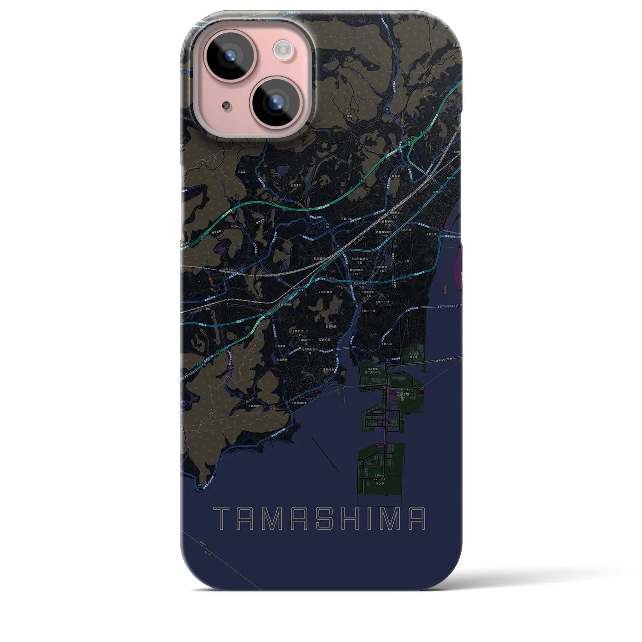 【玉島(岡山県)】地図柄iPhoneケース(バックカバータイプ)