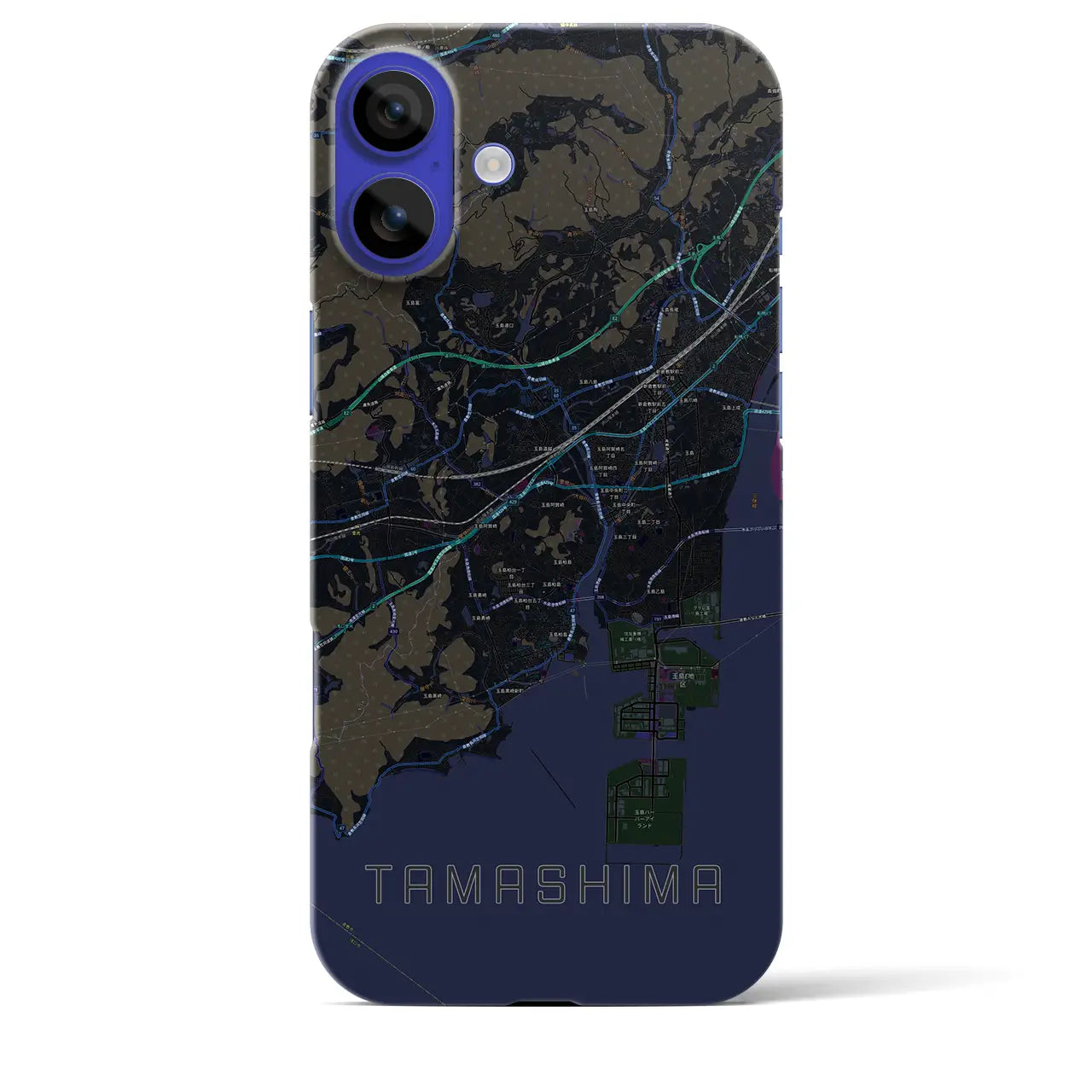 【玉島(岡山県)】地図柄iPhoneケース(バックカバータイプ)
