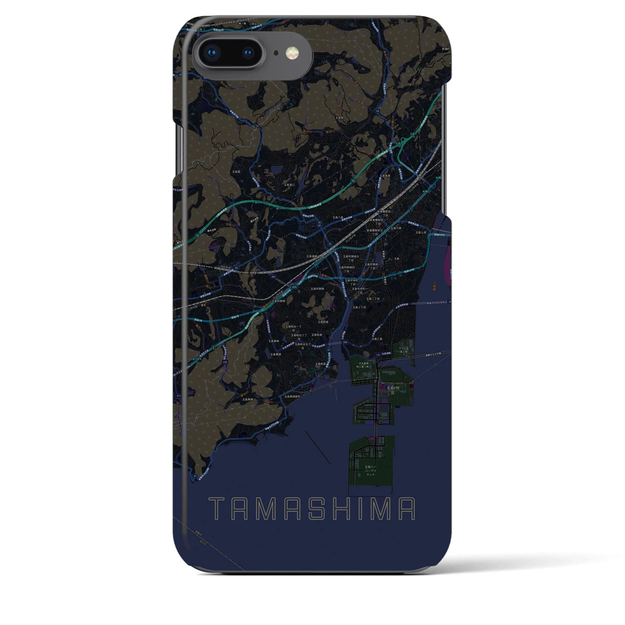 【玉島(岡山県)】地図柄iPhoneケース(バックカバータイプ)