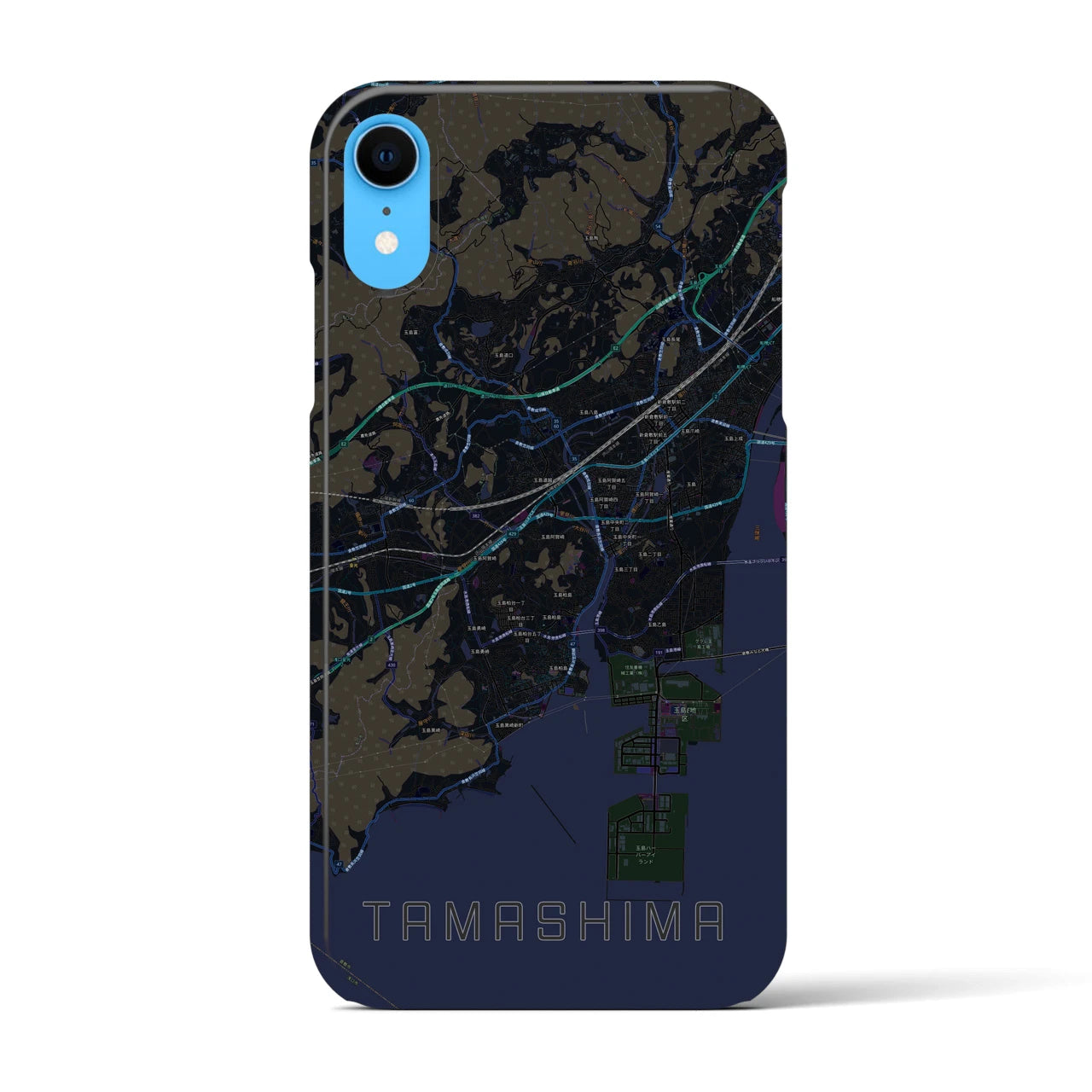 【玉島(岡山県)】地図柄iPhoneケース(バックカバータイプ)