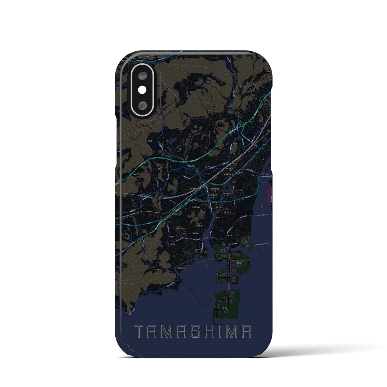 【玉島(岡山県)】地図柄iPhoneケース(バックカバータイプ)
