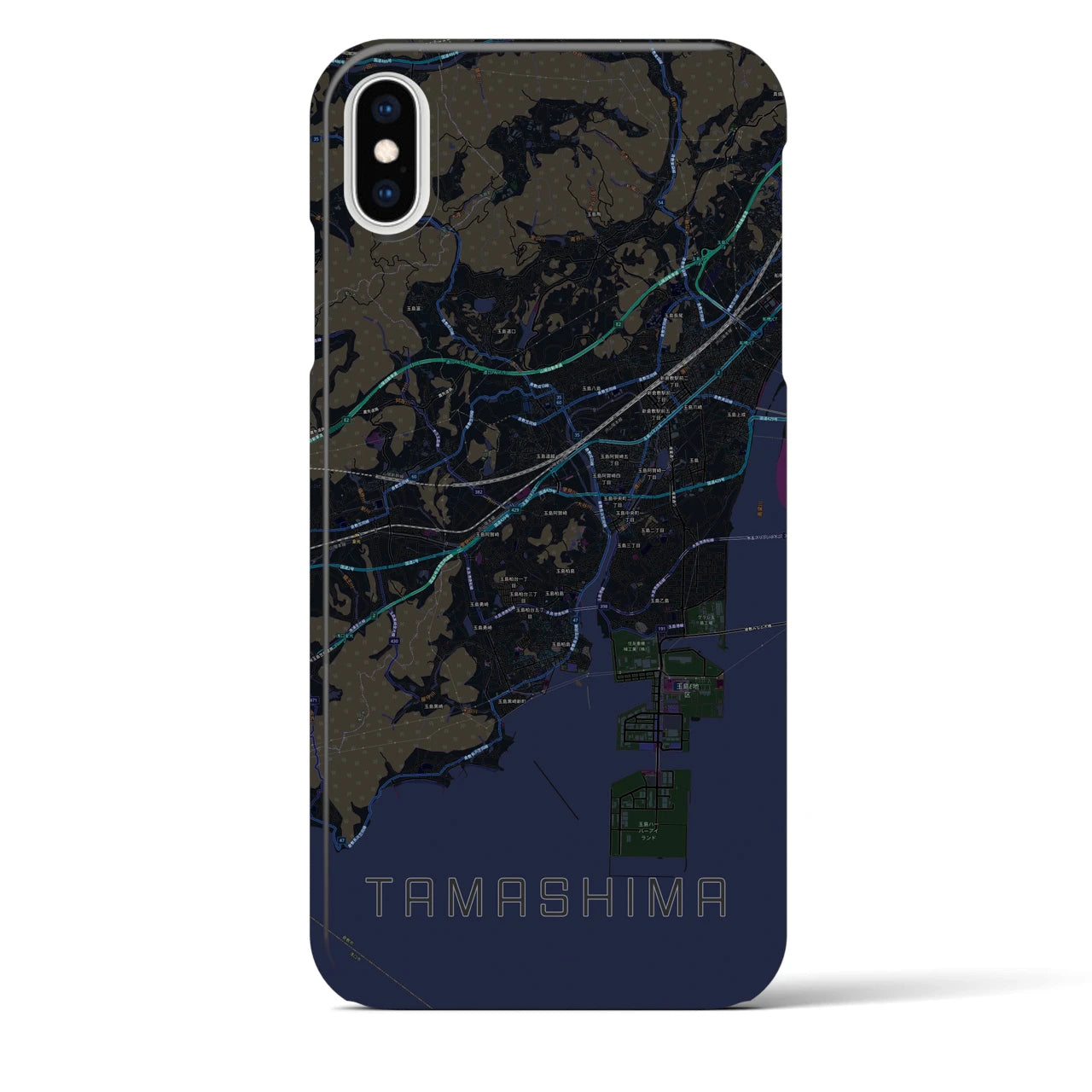 【玉島(岡山県)】地図柄iPhoneケース(バックカバータイプ)