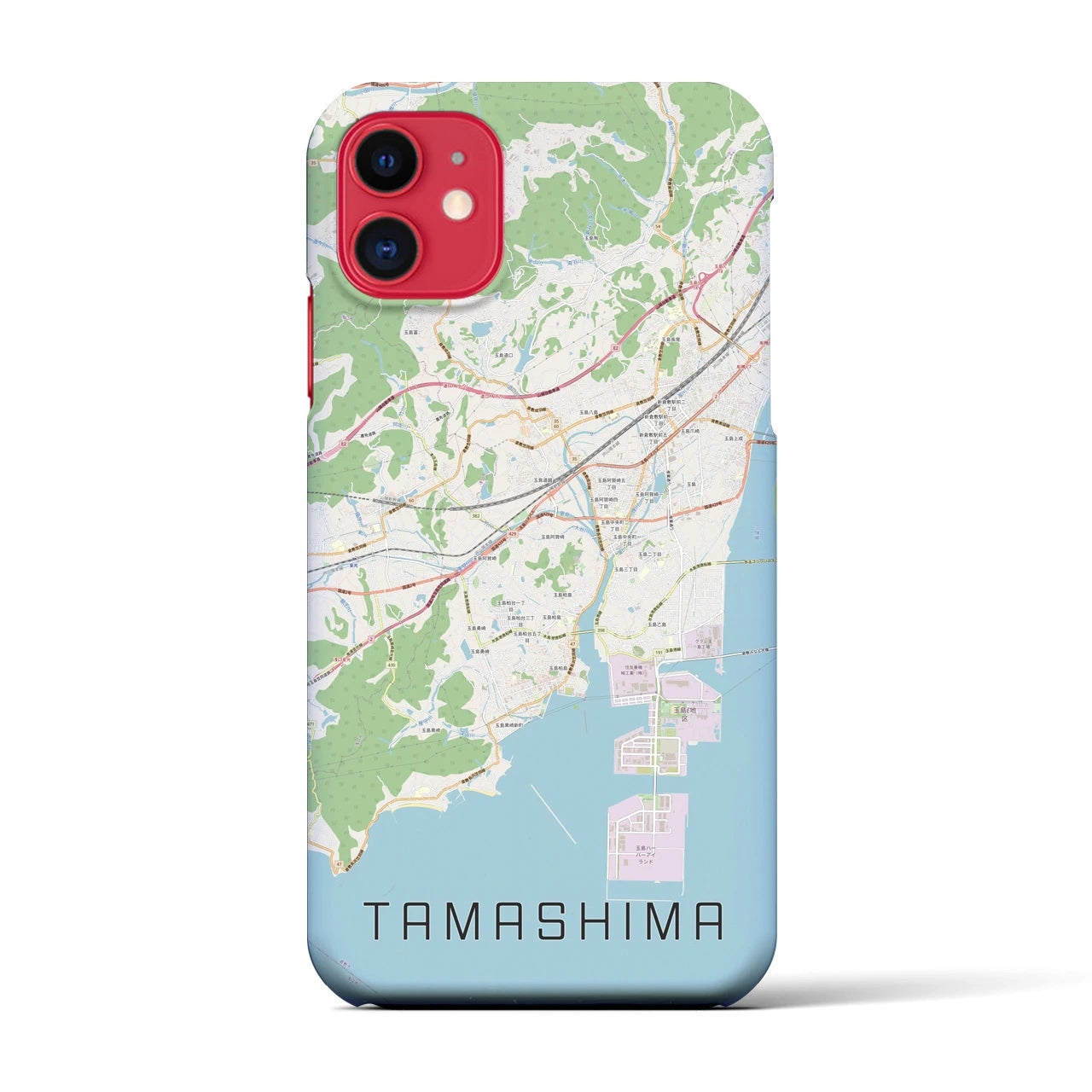 【玉島(岡山県)】地図柄iPhoneケース(バックカバータイプ)