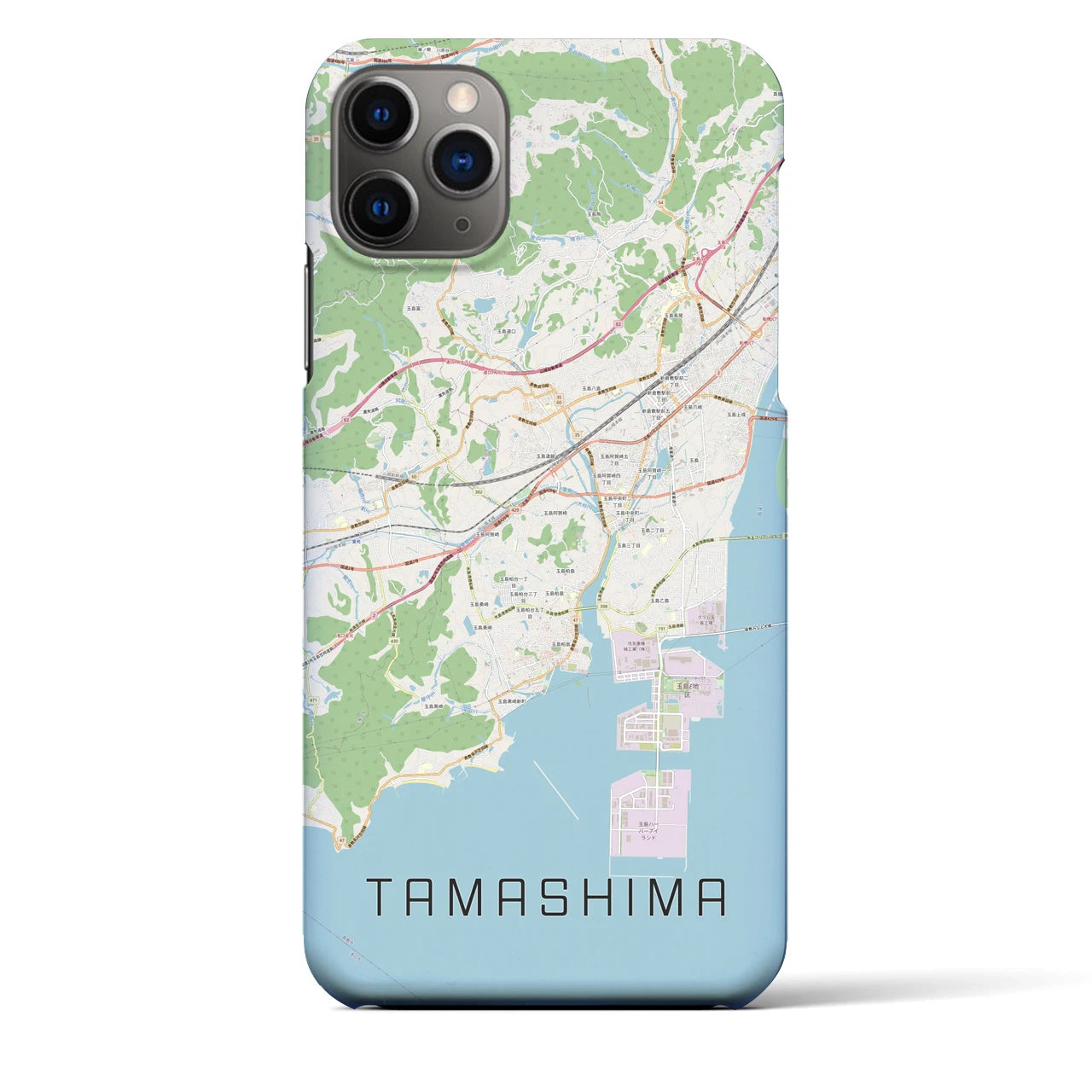 【玉島(岡山県)】地図柄iPhoneケース(バックカバータイプ)