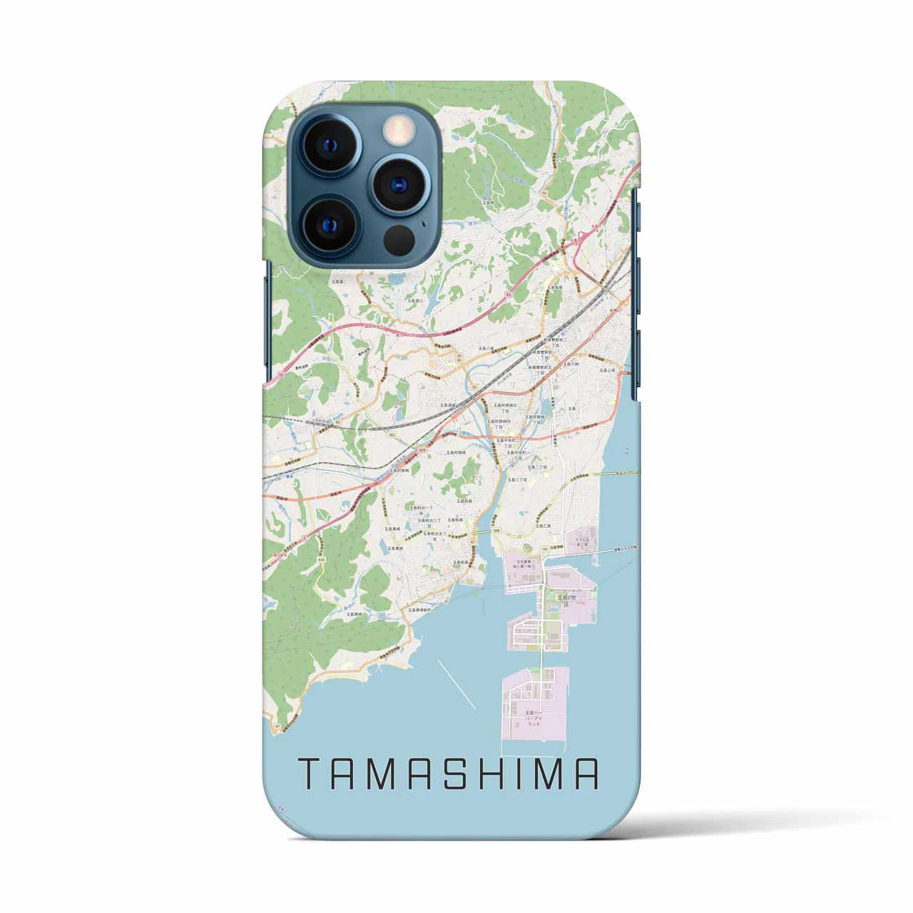 【玉島(岡山県)】地図柄iPhoneケース(バックカバータイプ)