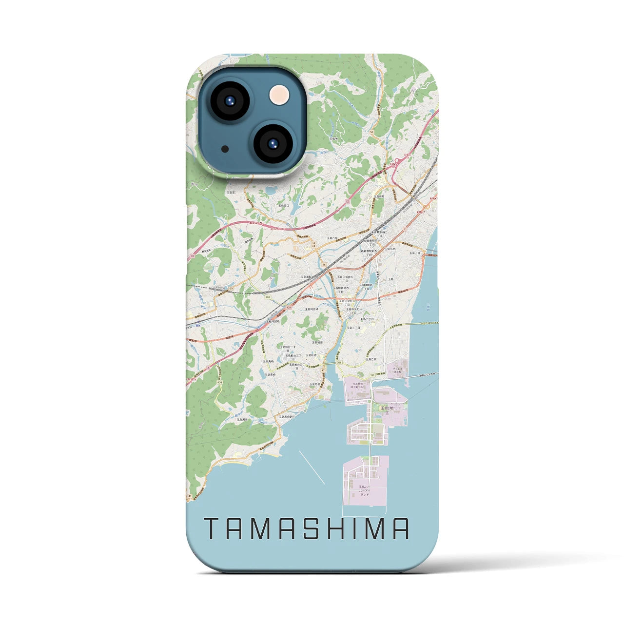 【玉島(岡山県)】地図柄iPhoneケース(バックカバータイプ)
