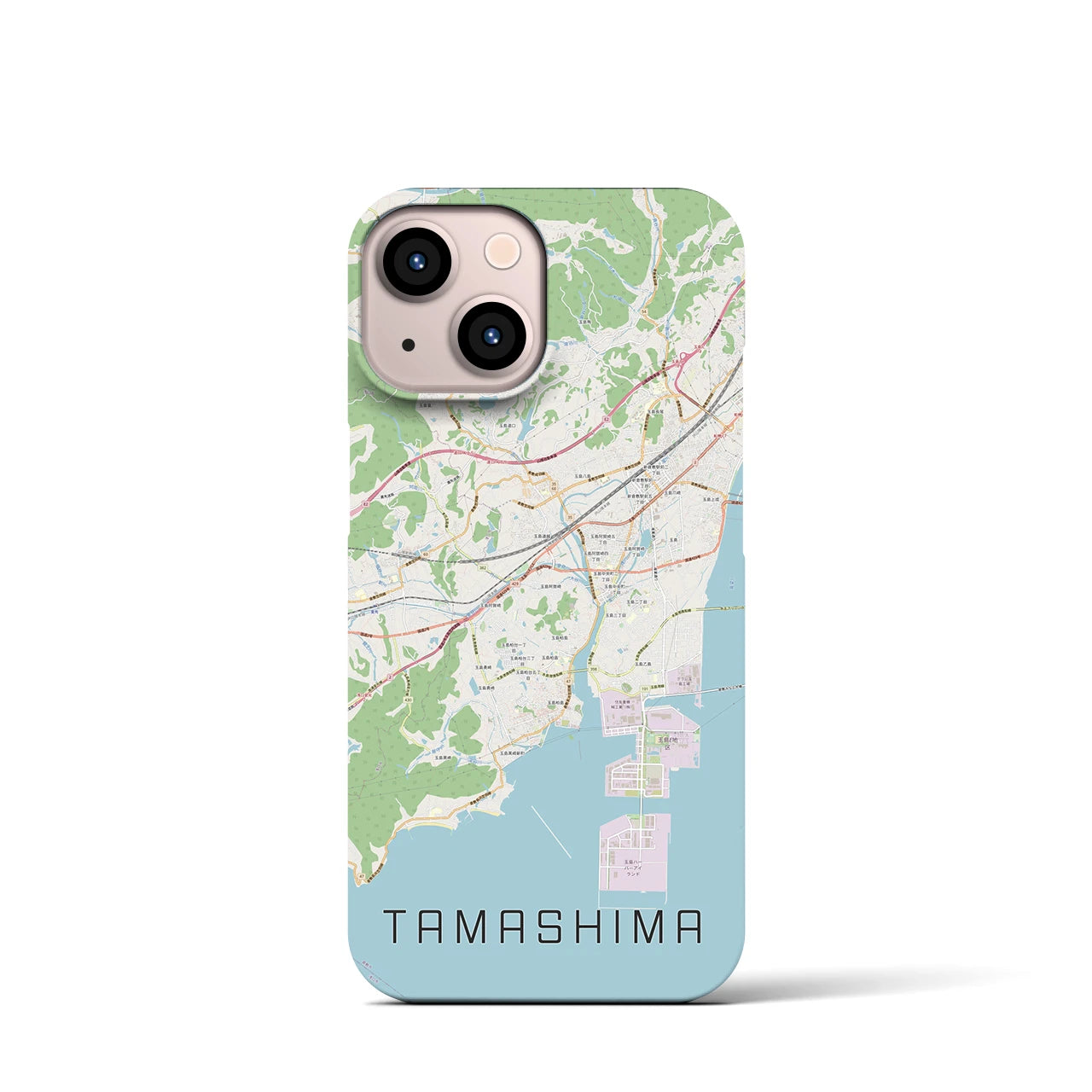 【玉島(岡山県)】地図柄iPhoneケース(バックカバータイプ)