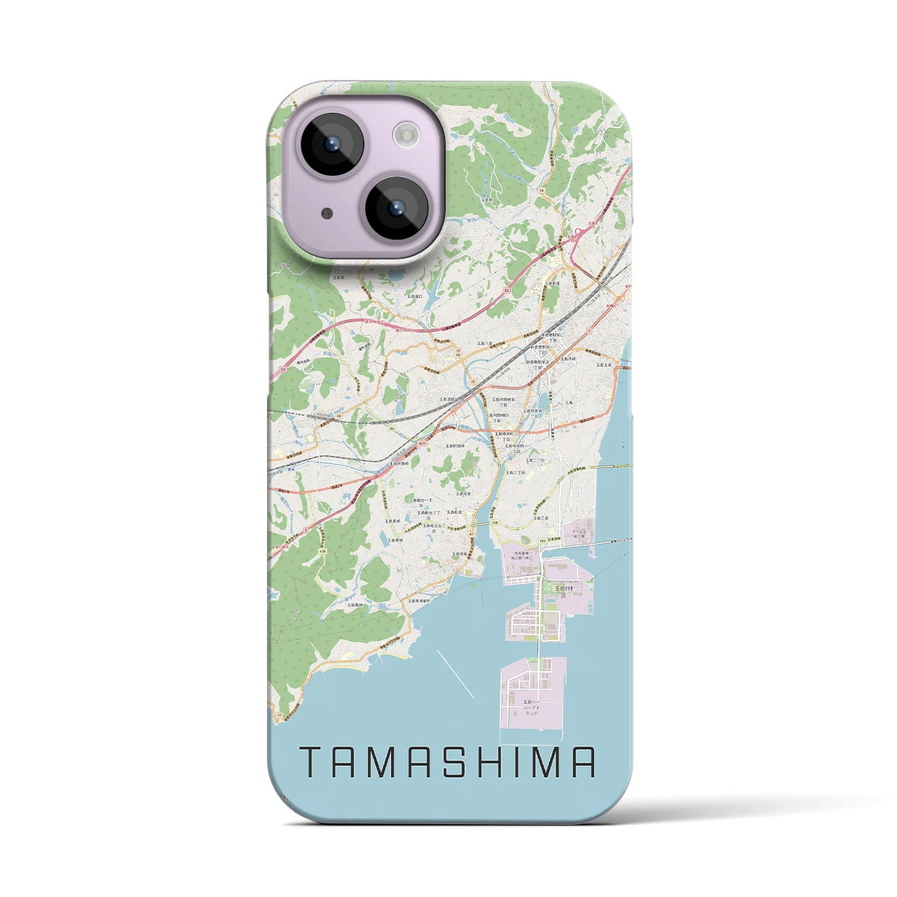 【玉島(岡山県)】地図柄iPhoneケース(バックカバータイプ)