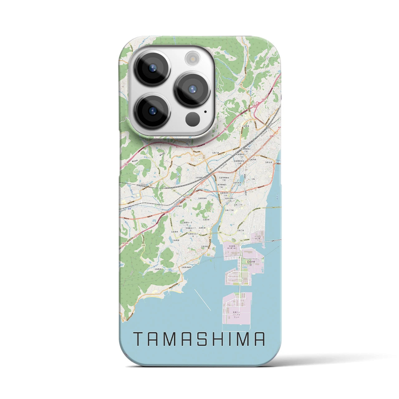 【玉島(岡山県)】地図柄iPhoneケース(バックカバータイプ)