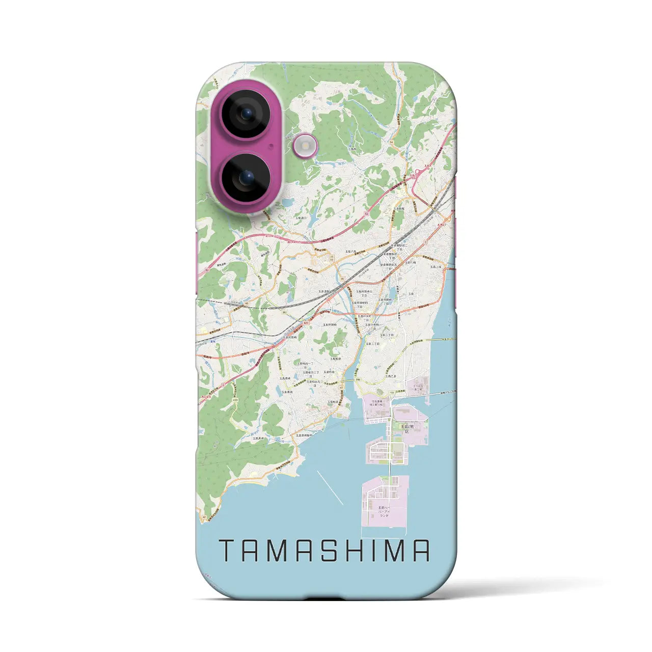 【玉島(岡山県)】地図柄iPhoneケース(バックカバータイプ)