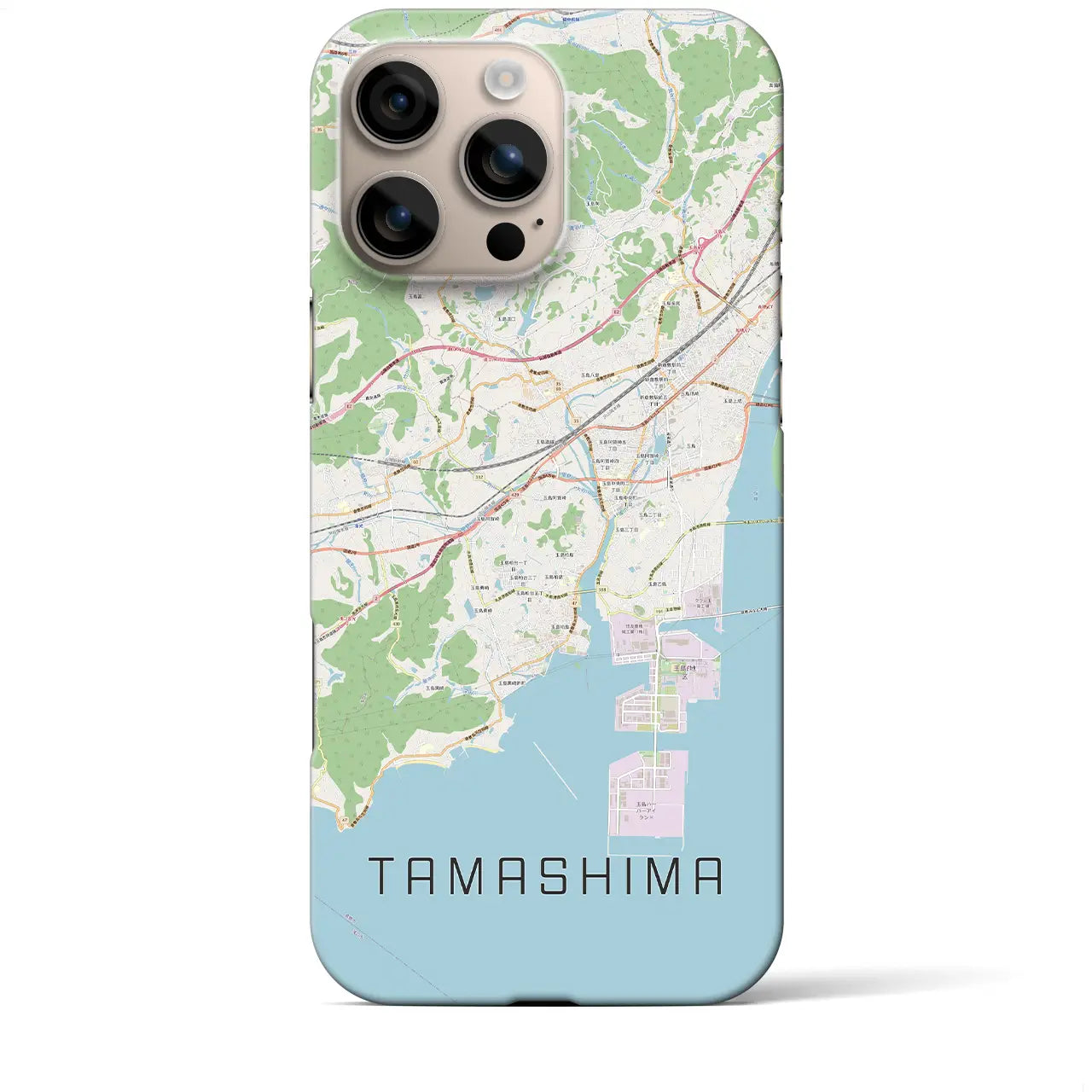 【玉島(岡山県)】地図柄iPhoneケース(バックカバータイプ)