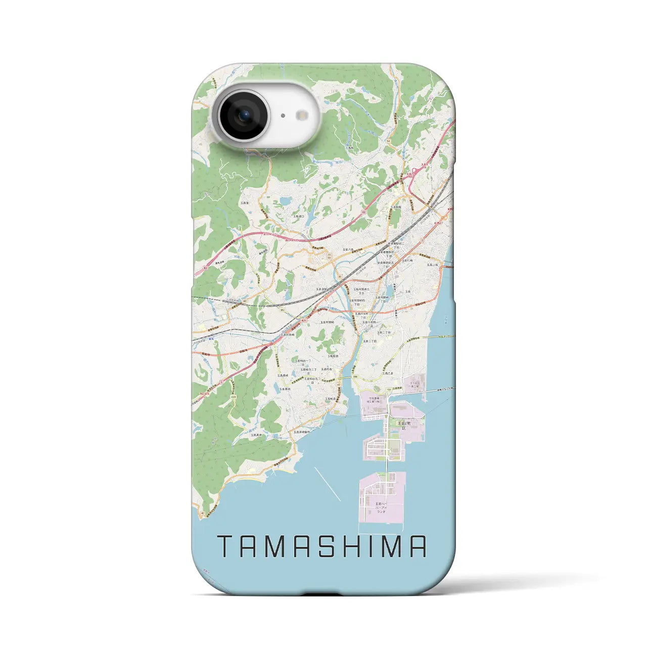 【玉島(岡山県)】地図柄iPhoneケース(バックカバータイプ)