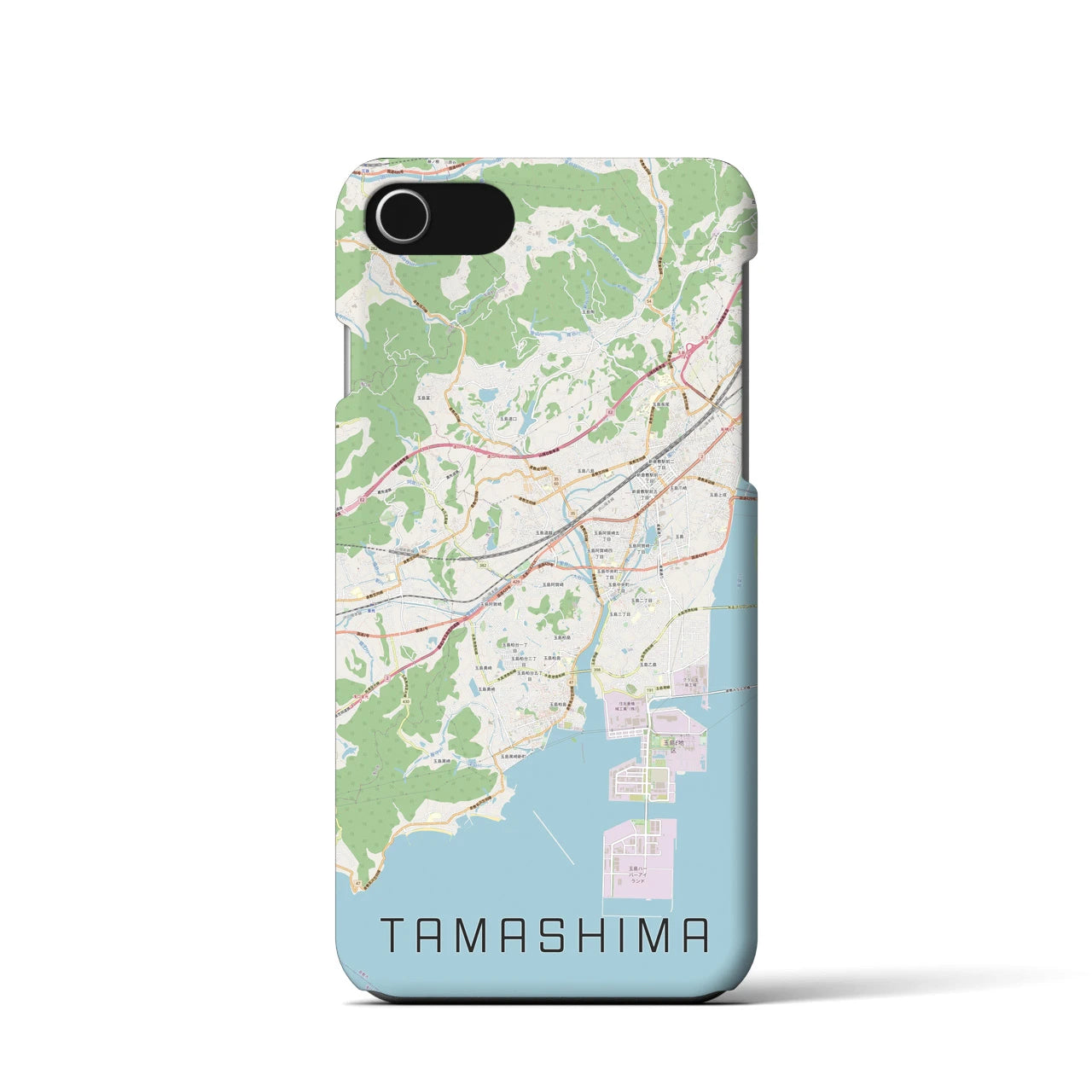 【玉島(岡山県)】地図柄iPhoneケース(バックカバータイプ)
