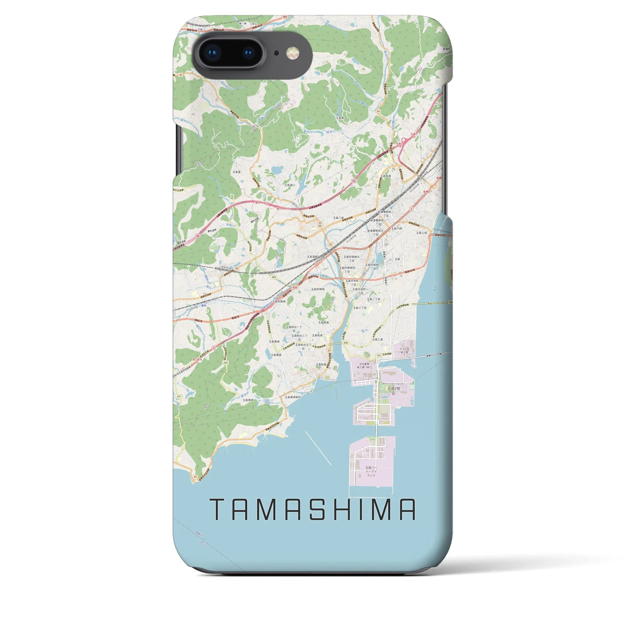 【玉島(岡山県)】地図柄iPhoneケース(バックカバータイプ)