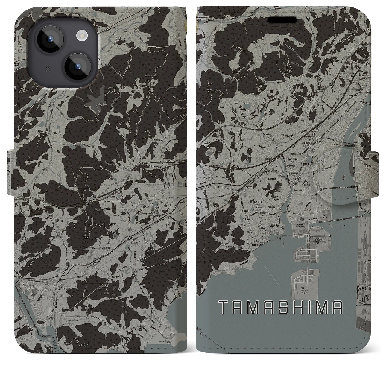 【玉島(岡山県)】地図柄iPhoneケース(手帳タイプ)