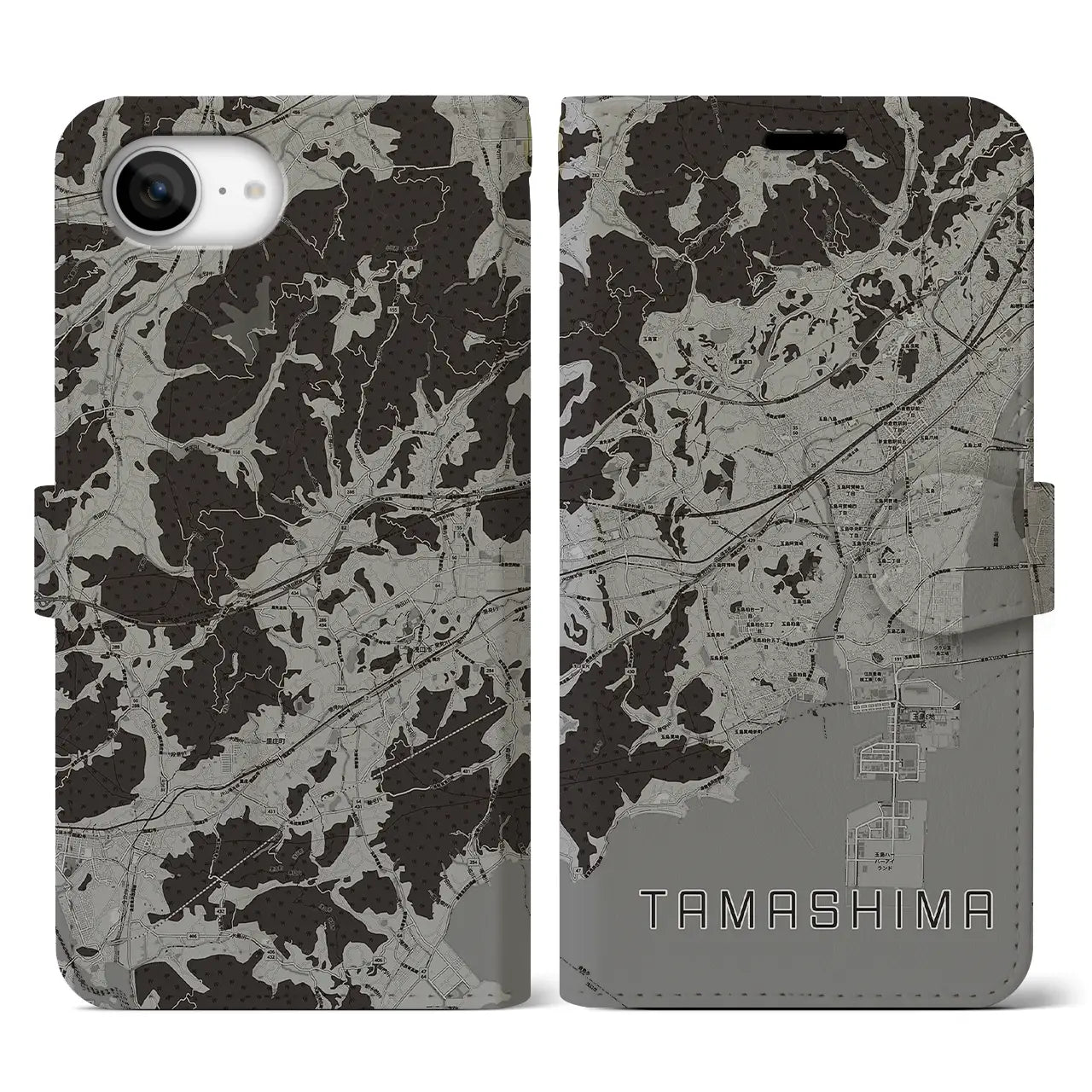 【玉島(岡山県)】地図柄iPhoneケース(手帳タイプ)