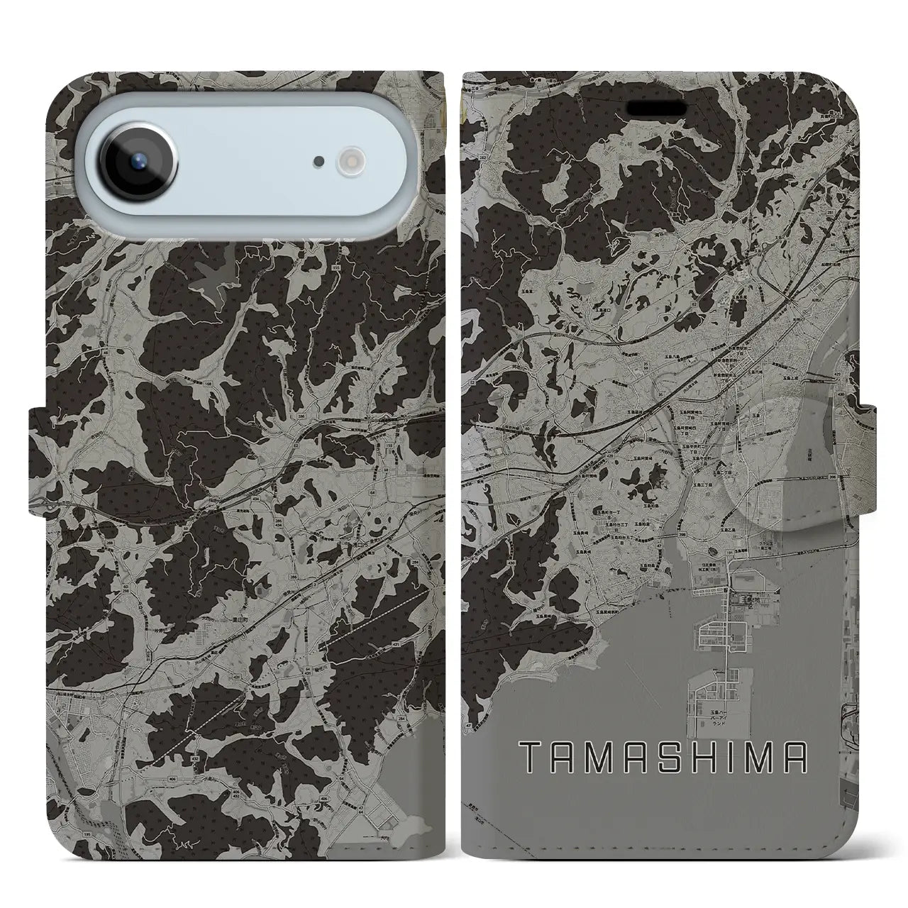 【玉島(岡山県)】地図柄iPhoneケース(手帳タイプ)