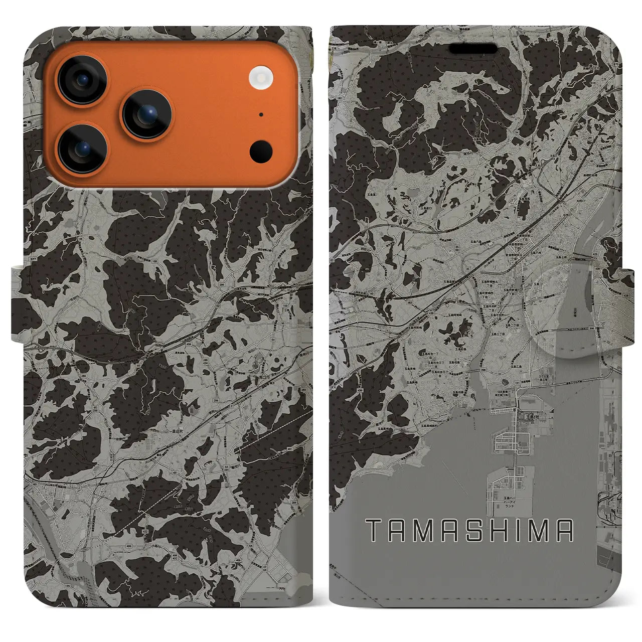 【玉島(岡山県)】地図柄iPhoneケース(手帳タイプ)