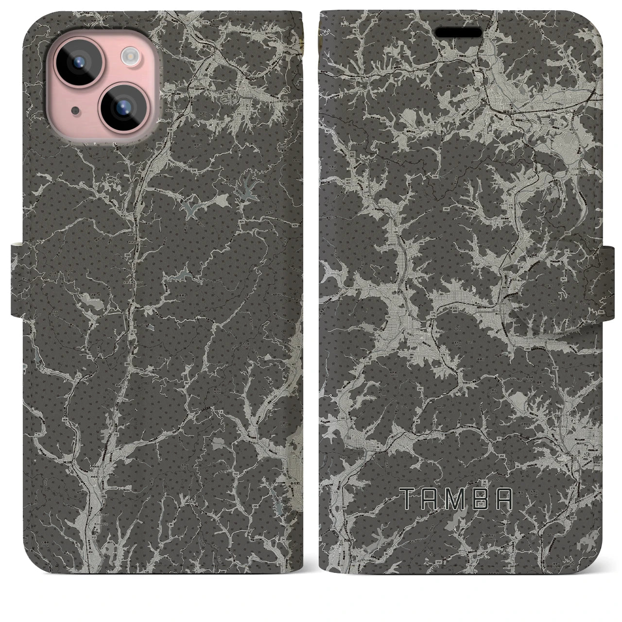 【丹波(兵庫県)】地図柄iPhoneケース(手帳タイプ)