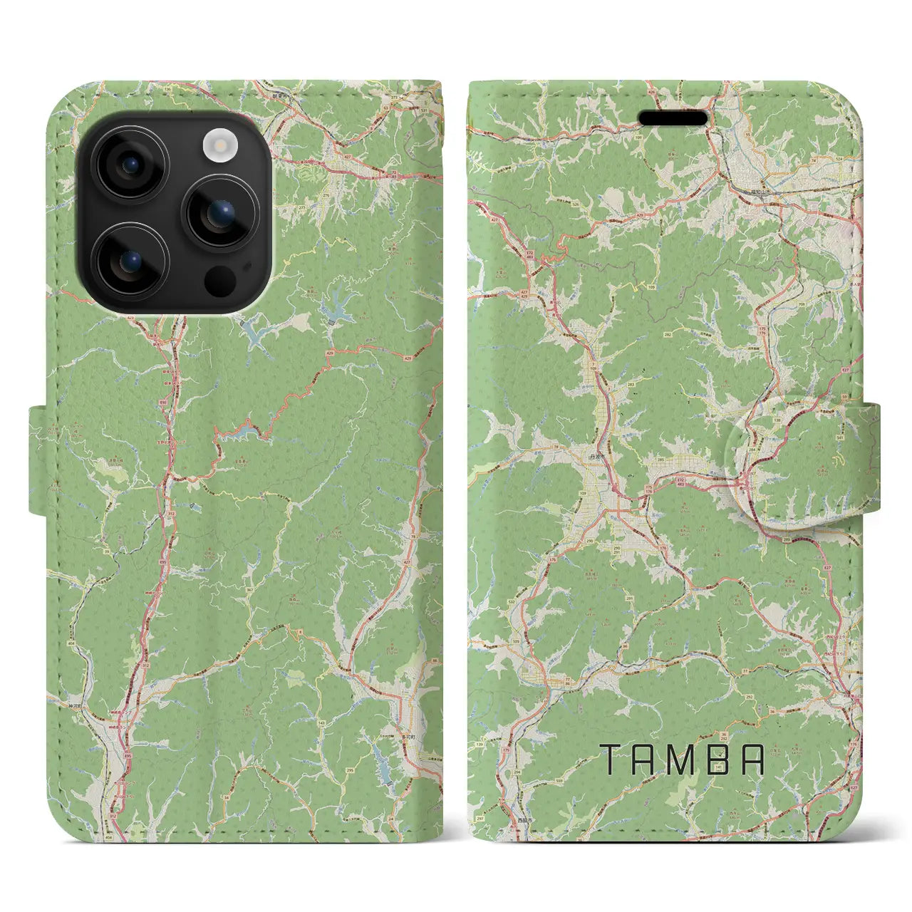 【丹波(兵庫県)】地図柄iPhoneケース(手帳タイプ)ナチュラル・iPhone 16 用
