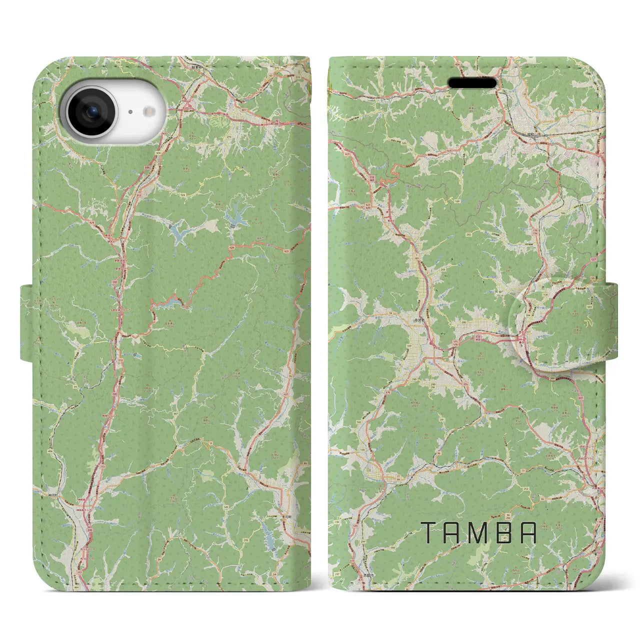 【丹波(兵庫県)】地図柄iPhoneケース(手帳タイプ)