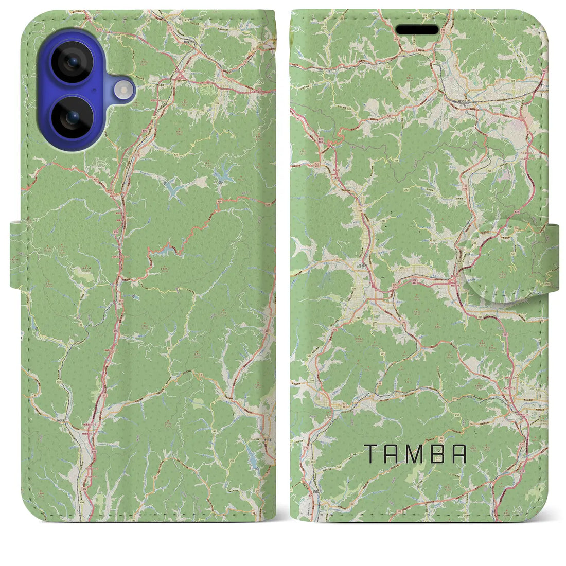 【丹波(兵庫県)】地図柄iPhoneケース(手帳タイプ)ナチュラル・iPhone 16 Pro Max 用