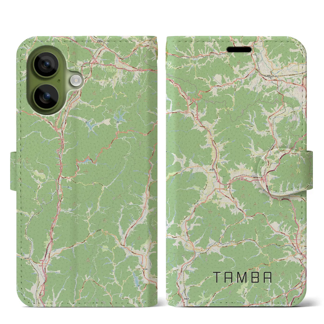 【丹波(兵庫県)】地図柄iPhoneケース(手帳タイプ)ナチュラル・iPhone 17 Pro Max 用