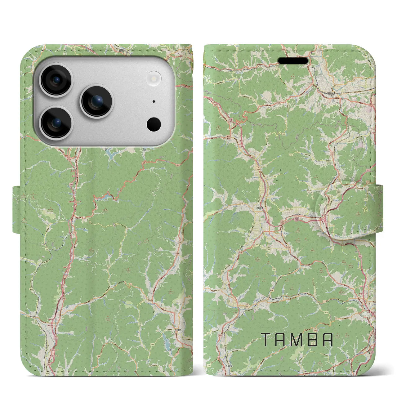 【丹波(兵庫県)】地図柄iPhoneケース(手帳タイプ)モノトーン・iPhone 17 Pro Max 用