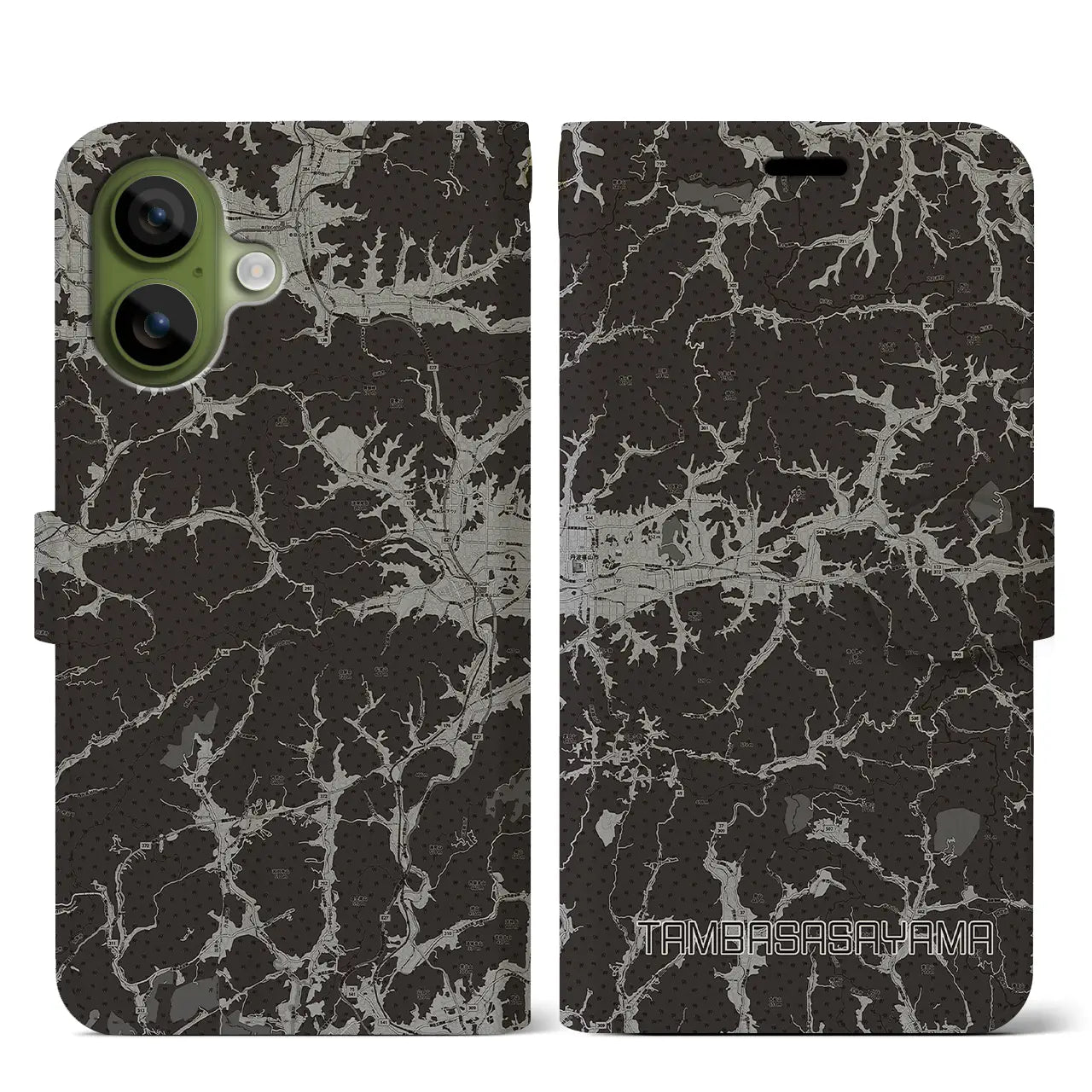 【丹波篠山(兵庫県)】地図柄iPhoneケース(手帳タイプ)