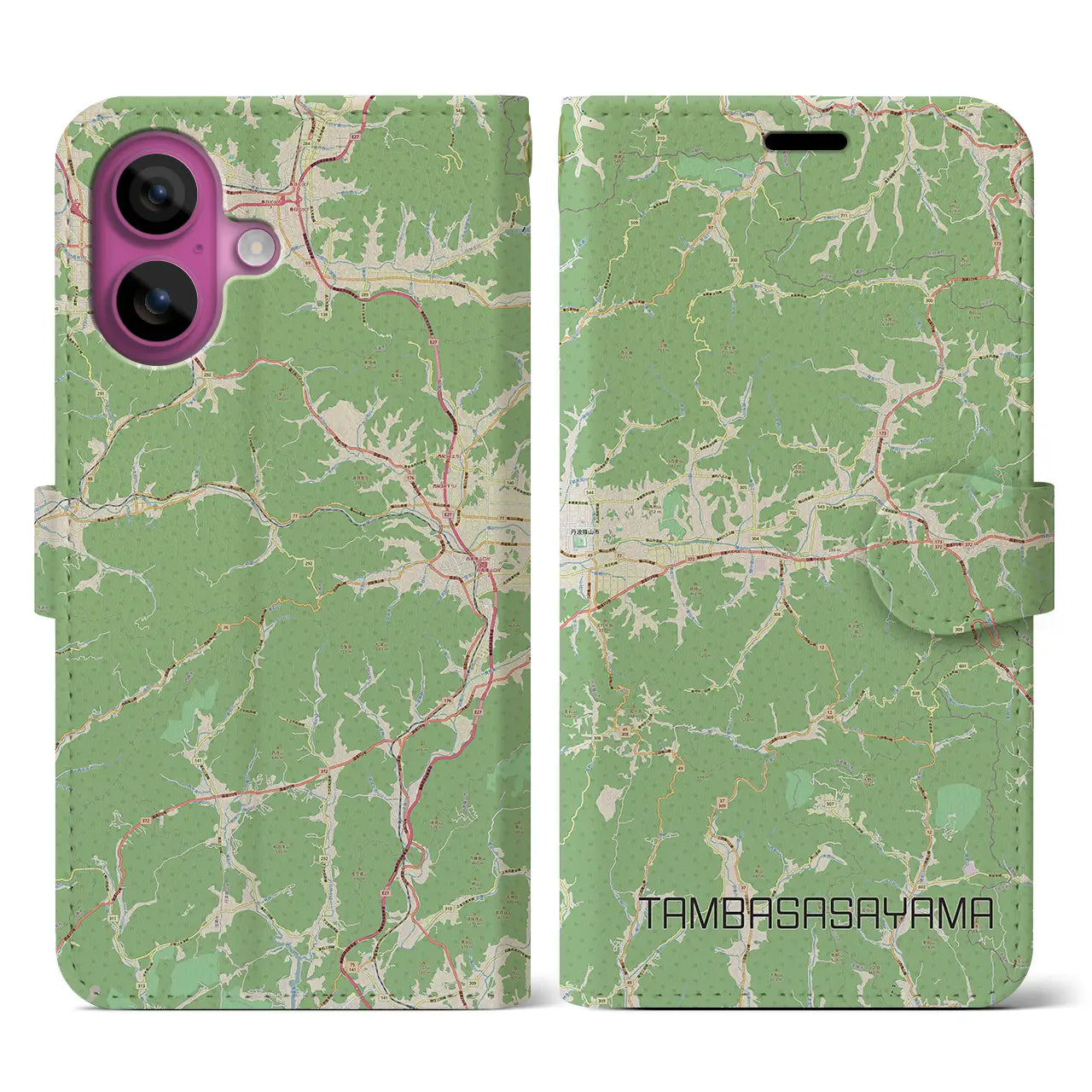 【丹波篠山(兵庫県)】地図柄iPhoneケース(手帳タイプ)ナチュラル・iPhone 16 Pro 用