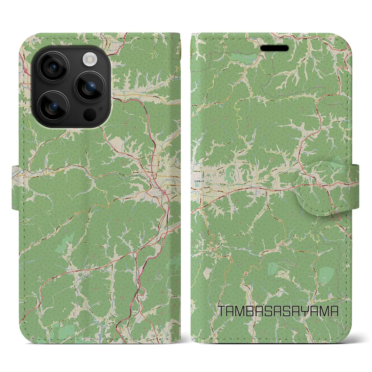 【丹波篠山(兵庫県)】地図柄iPhoneケース(手帳タイプ)ナチュラル・iPhone 16 用