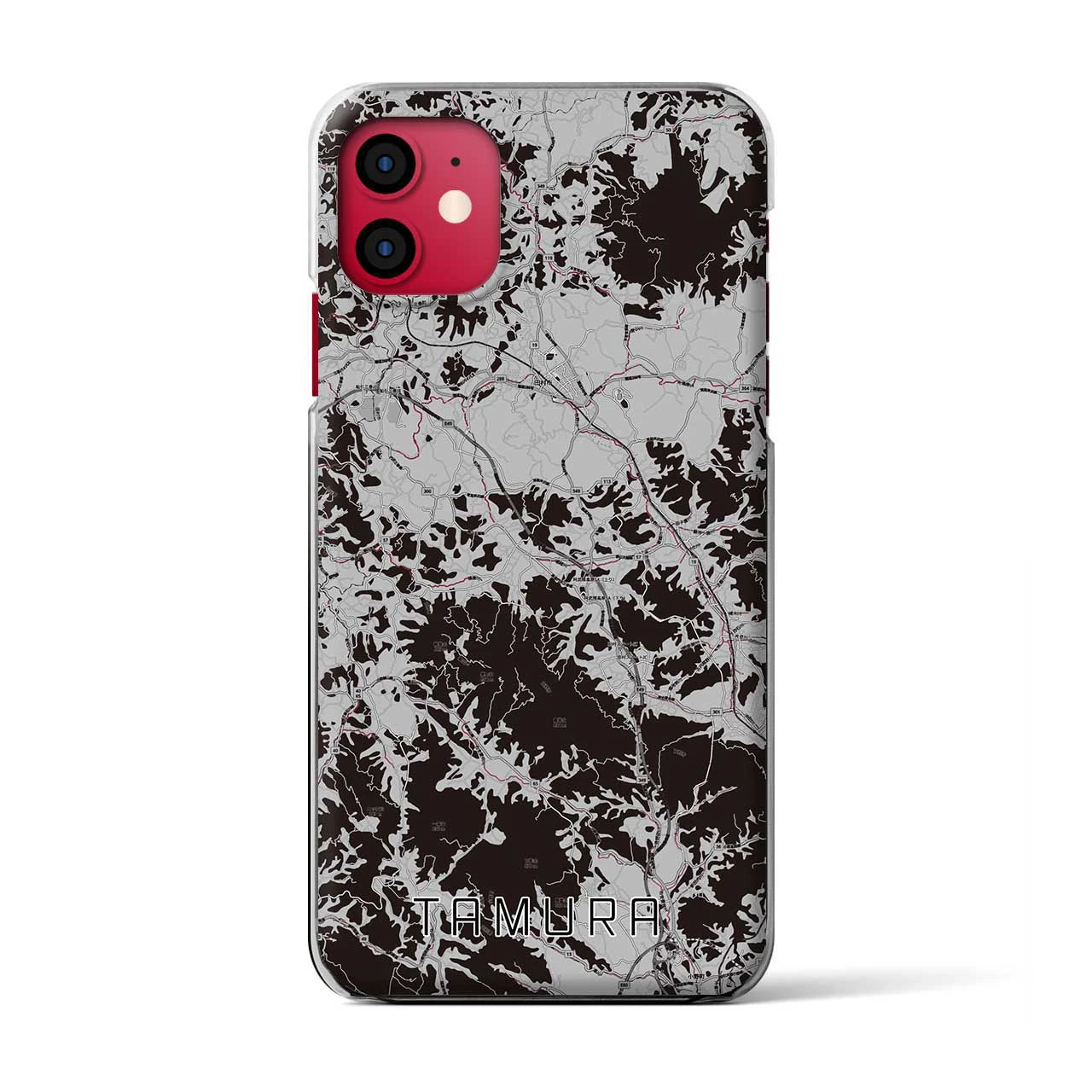 【田村(福島県)】地図柄iPhoneケース(クリアタイプ)モノトーン・iPhone 11 用