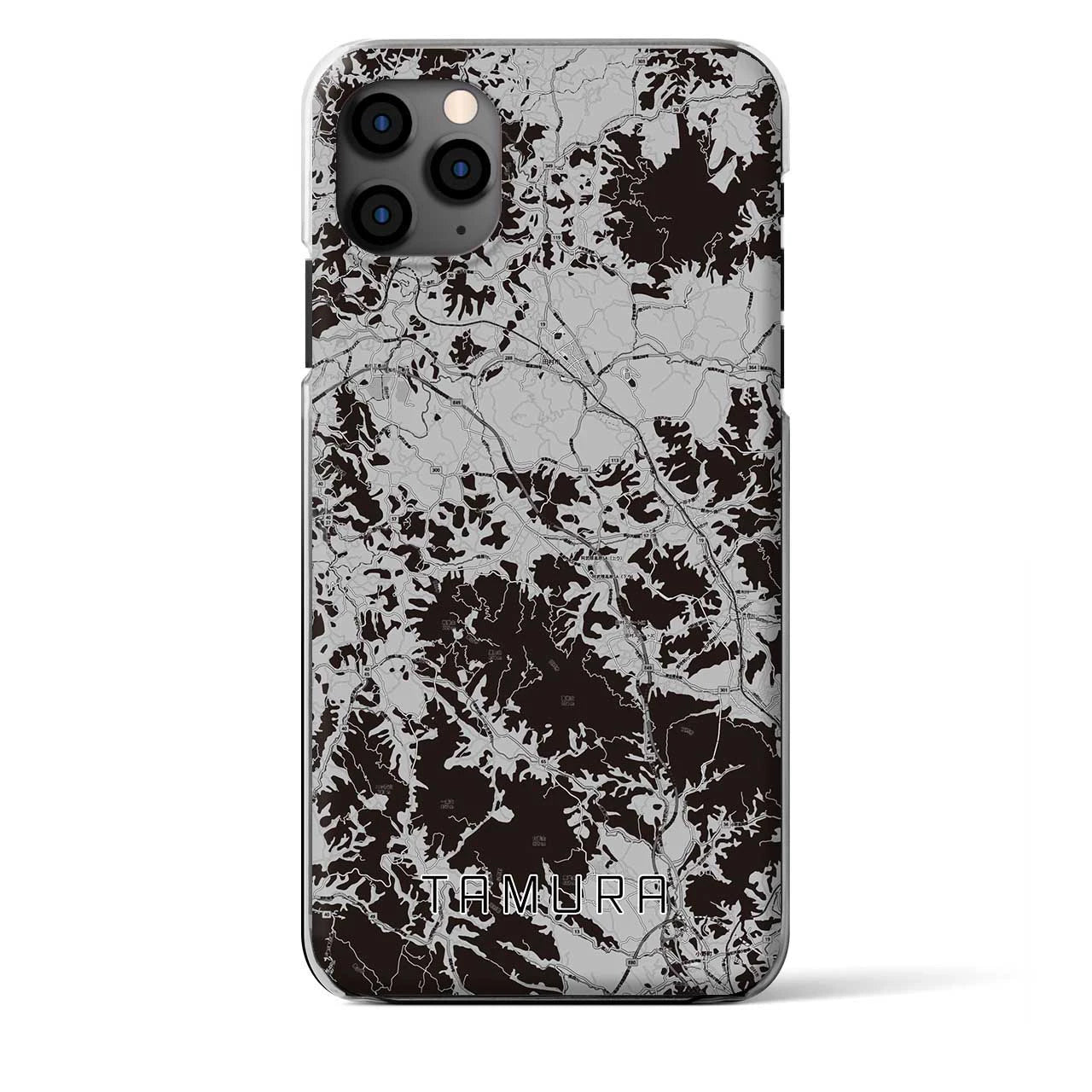 【田村(福島県)】地図柄iPhoneケース(クリアタイプ)モノトーン・iPhone 11 Pro Max 用