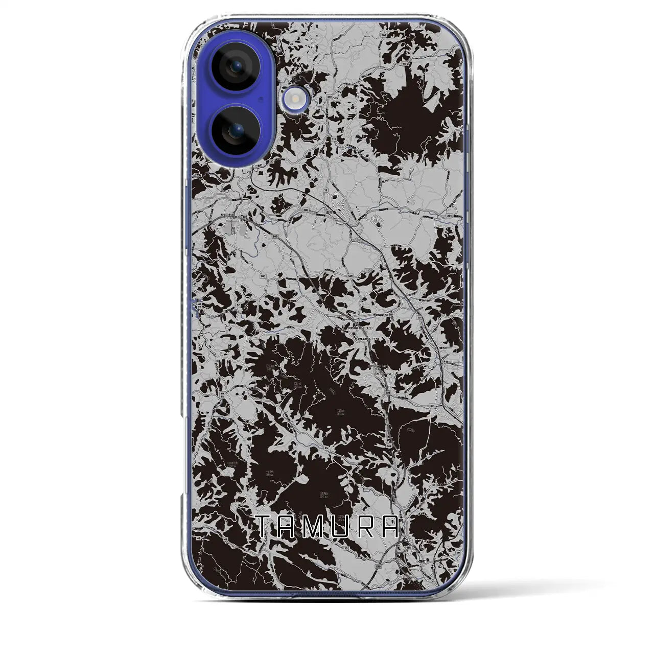 【田村(福島県)】地図柄iPhoneケース(クリアタイプ)モノトーン・iPhone 16 Pro Max 用