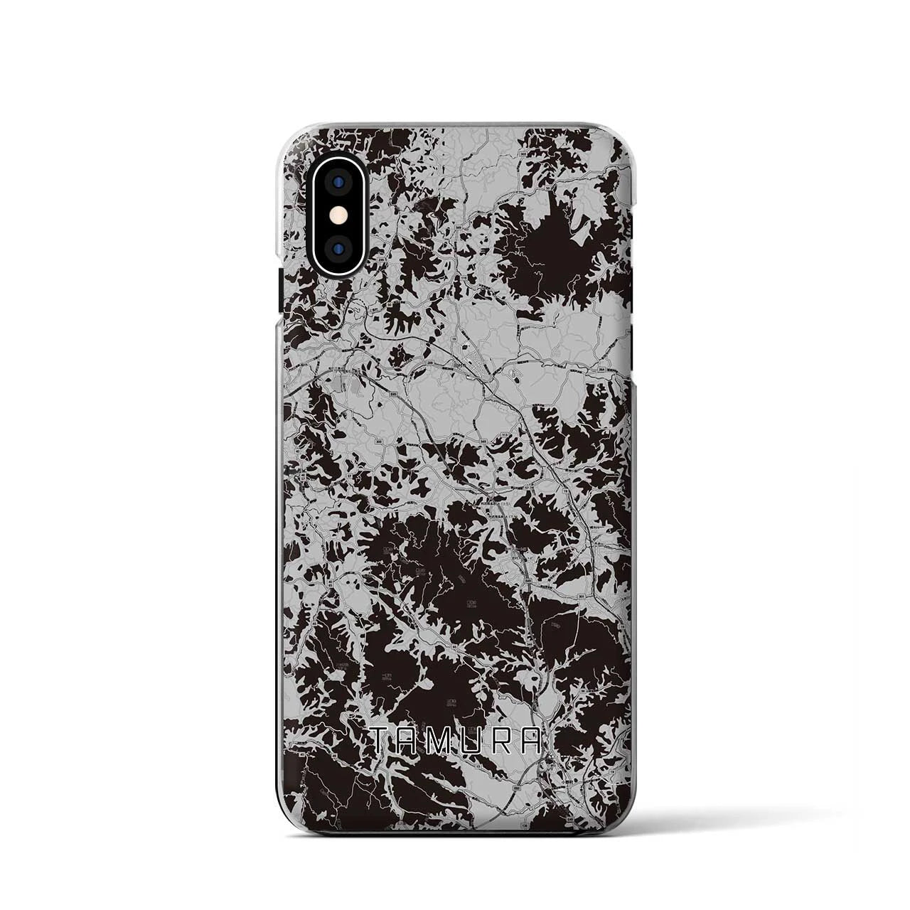 【田村(福島県)】地図柄iPhoneケース(クリアタイプ)モノトーン・iPhone XS / X 用