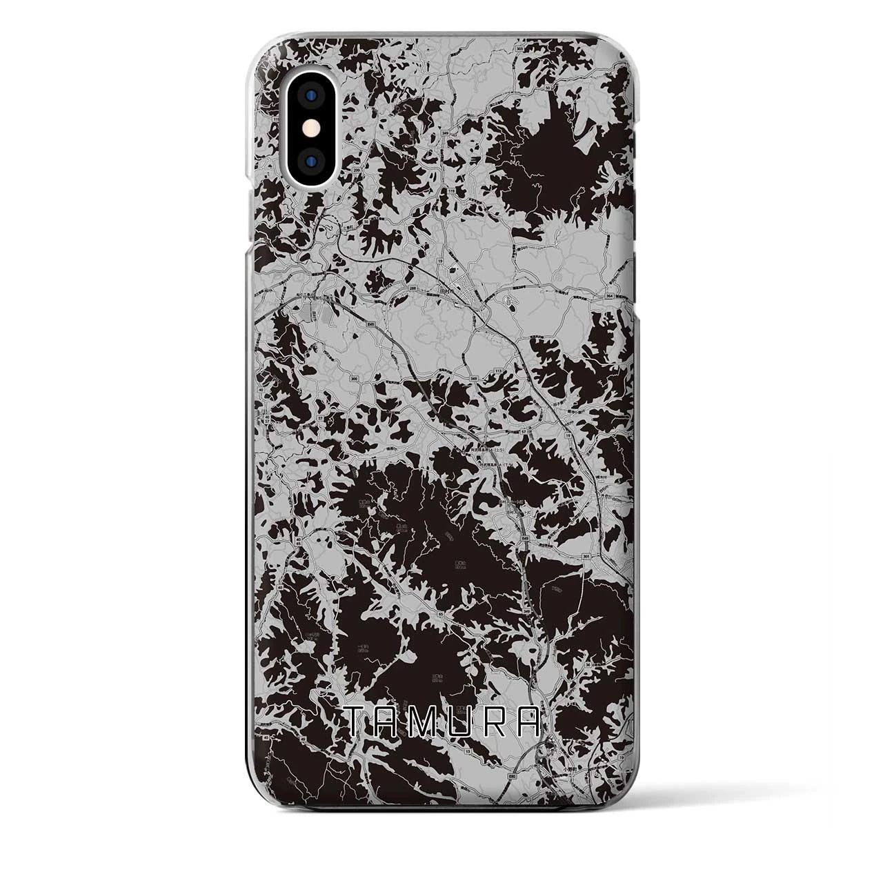 【田村(福島県)】地図柄iPhoneケース(クリアタイプ)モノトーン・iPhone XS Max 用