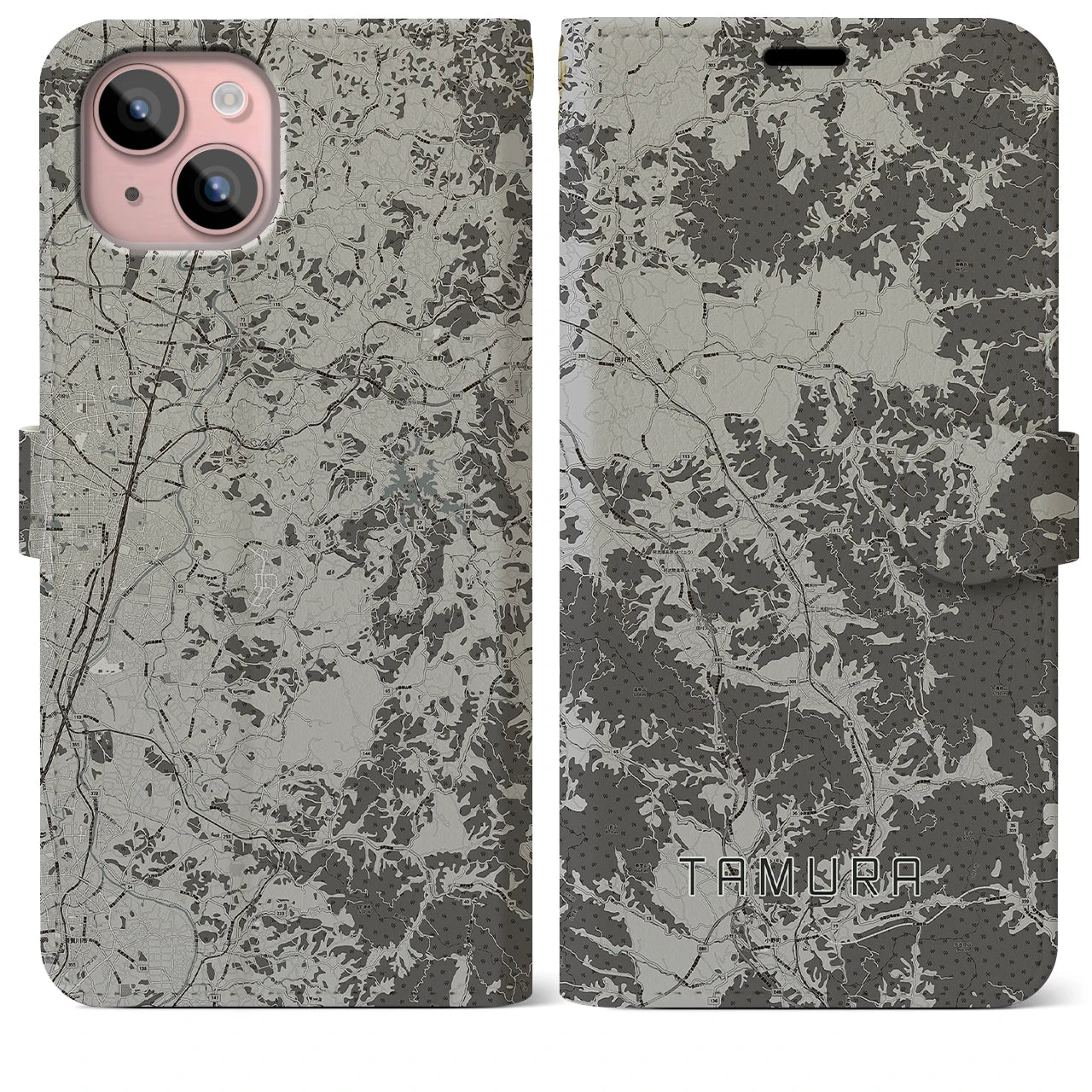 【田村(福島県)】地図柄iPhoneケース(手帳タイプ)