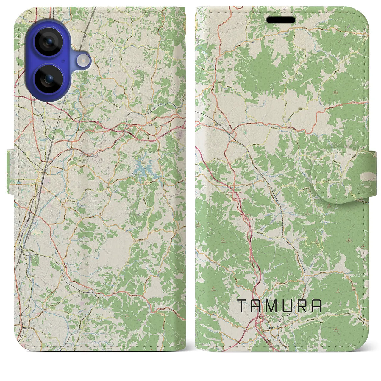 【田村(福島県)】地図柄iPhoneケース(手帳タイプ)